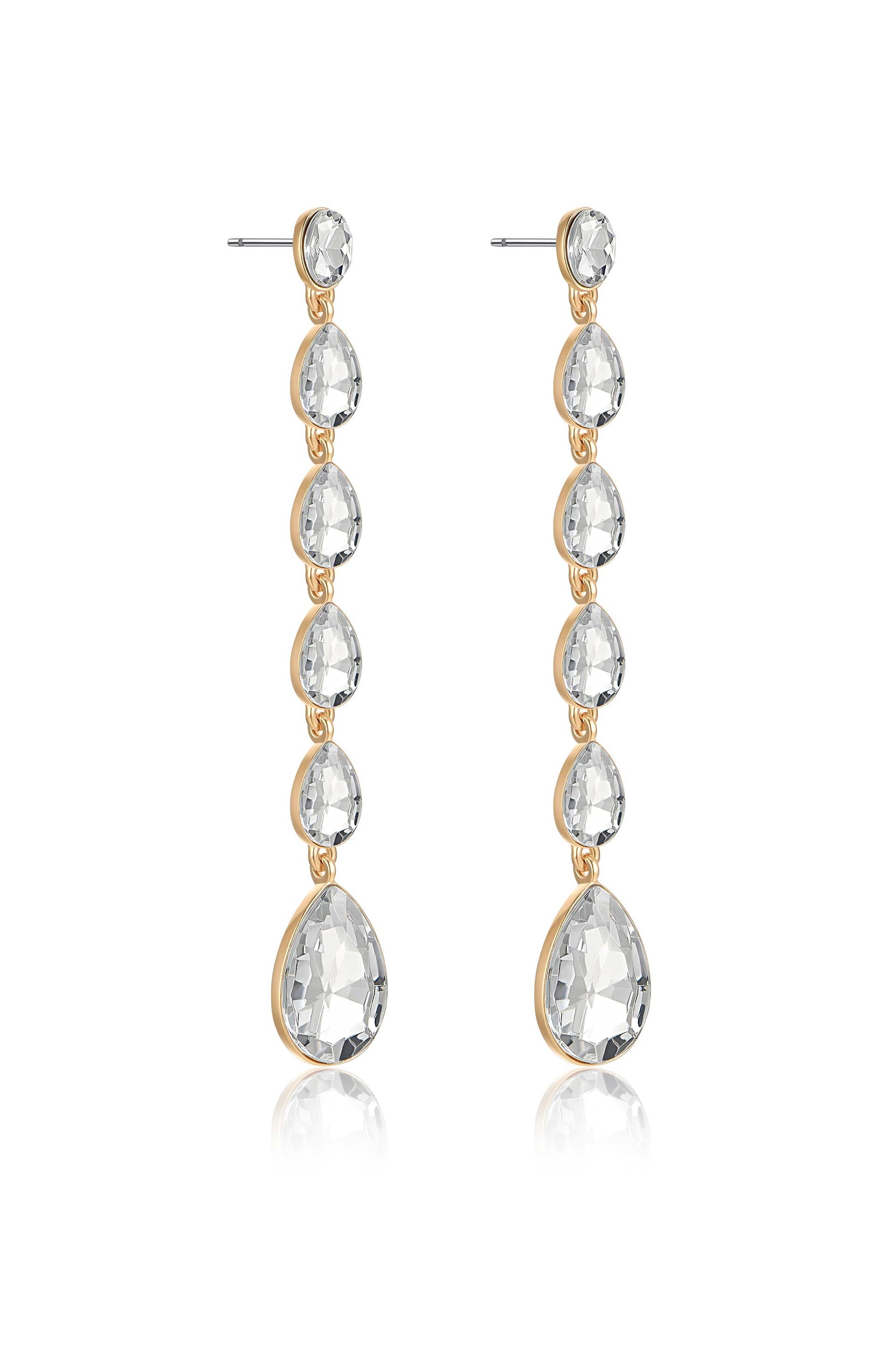 Crystallized Drop Earrings in clear side