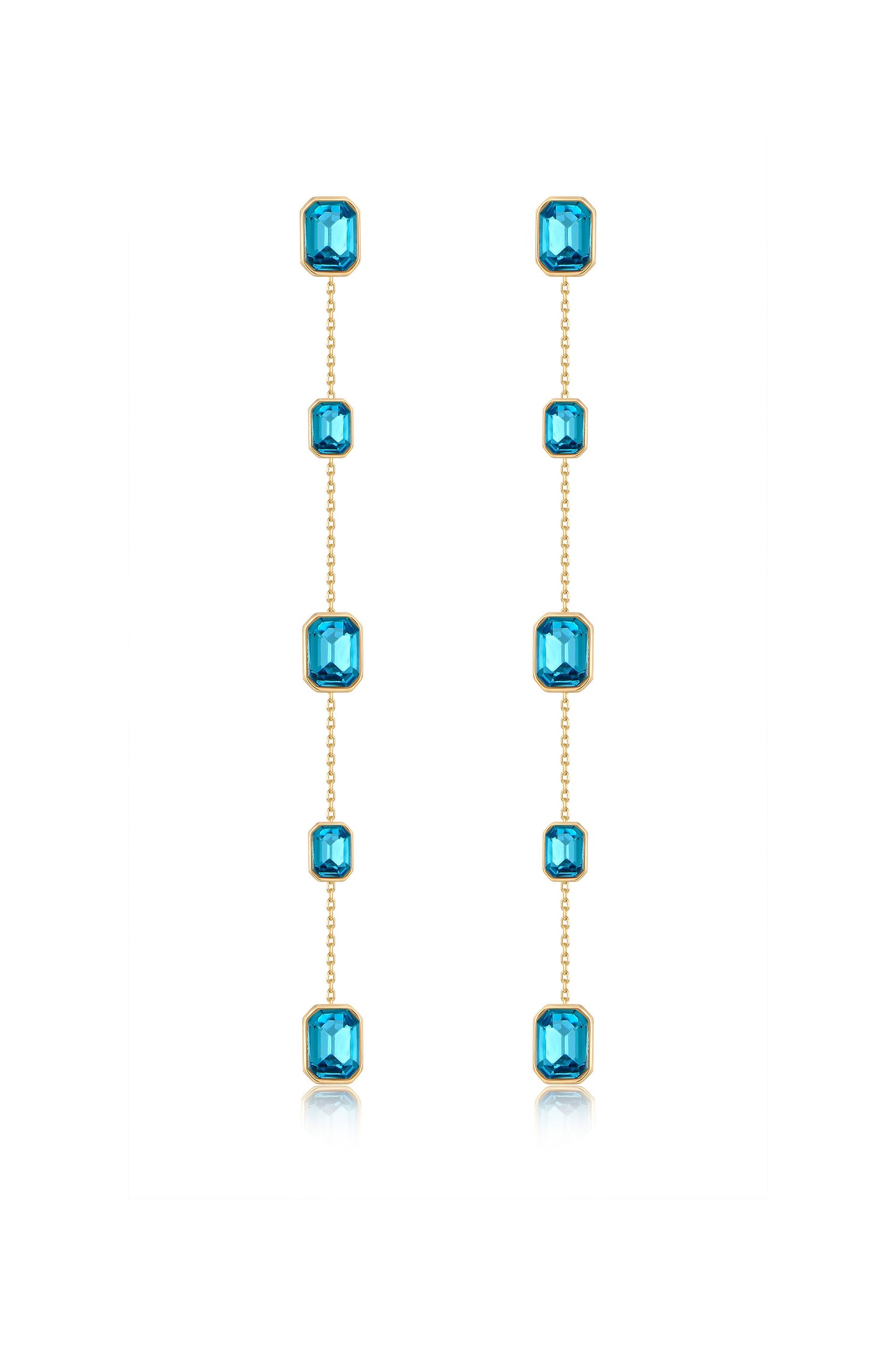 Iconic Crystal Dangle Earrings in aqua crystals