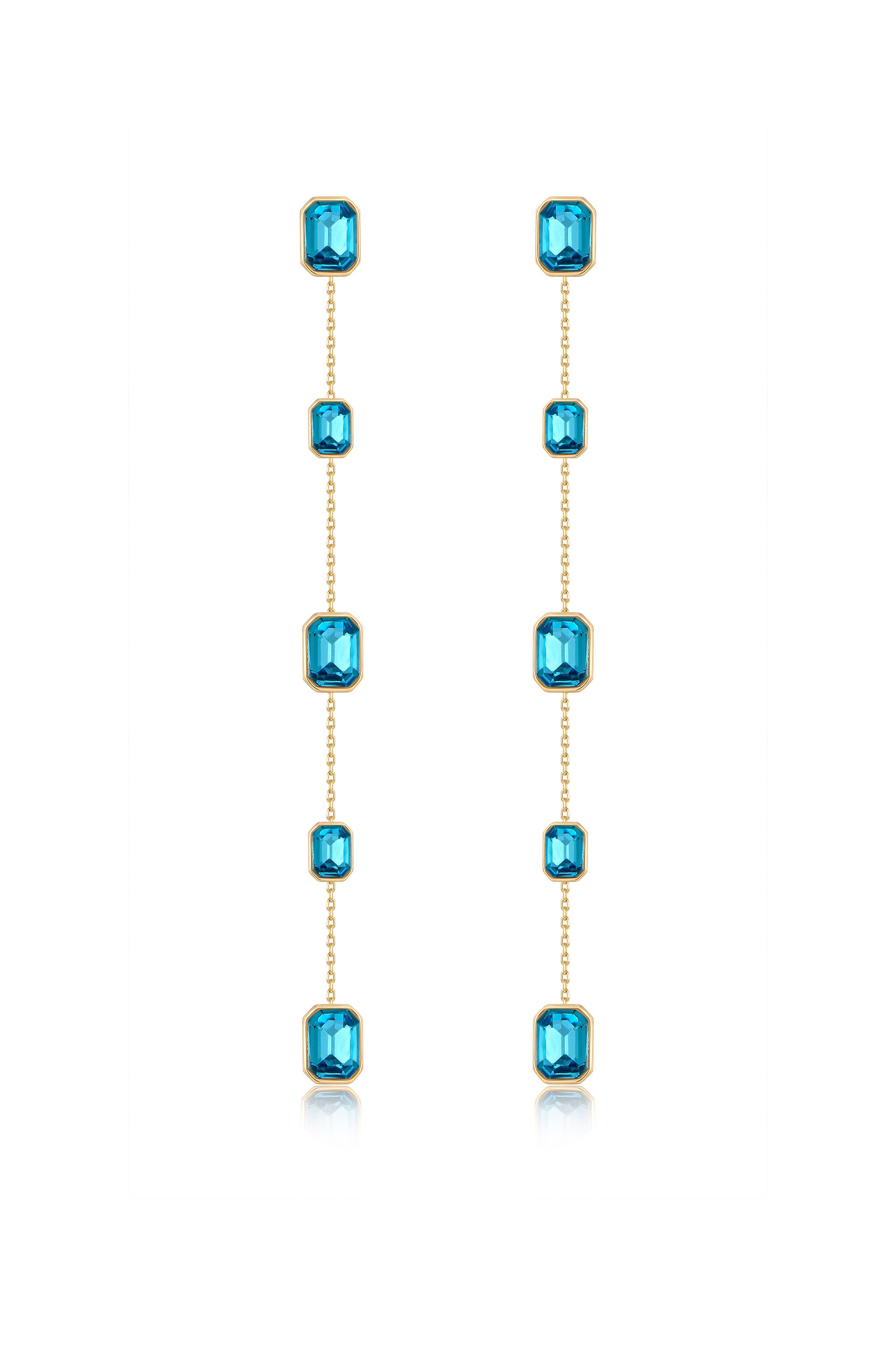 Iconic Crystal Dangle Earrings in aqua crystals