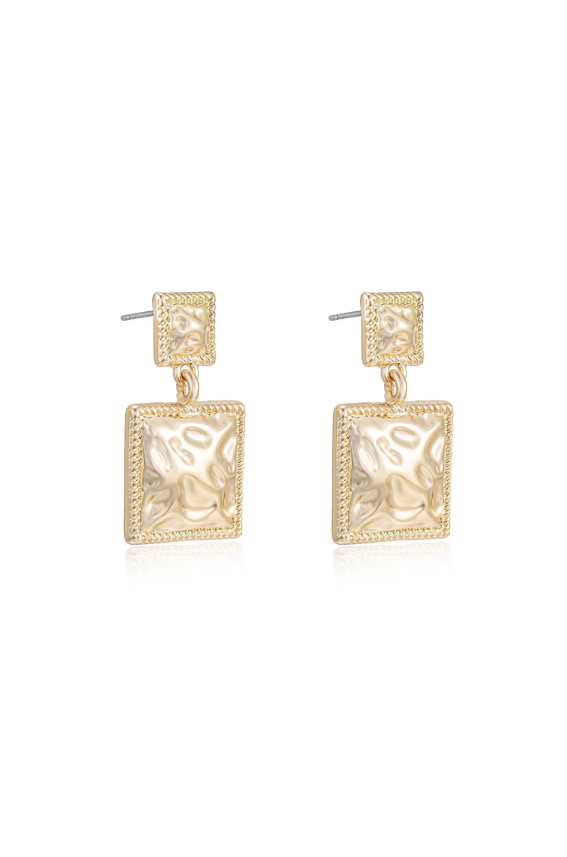 Repeated Square Dangle Earrings side
