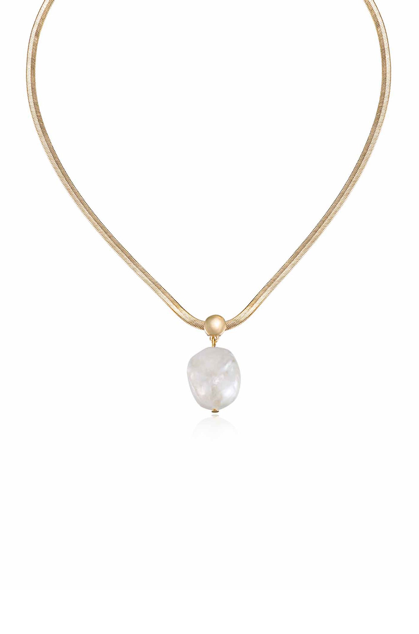 Baroque Pearl Pendant Snake Chain Necklace