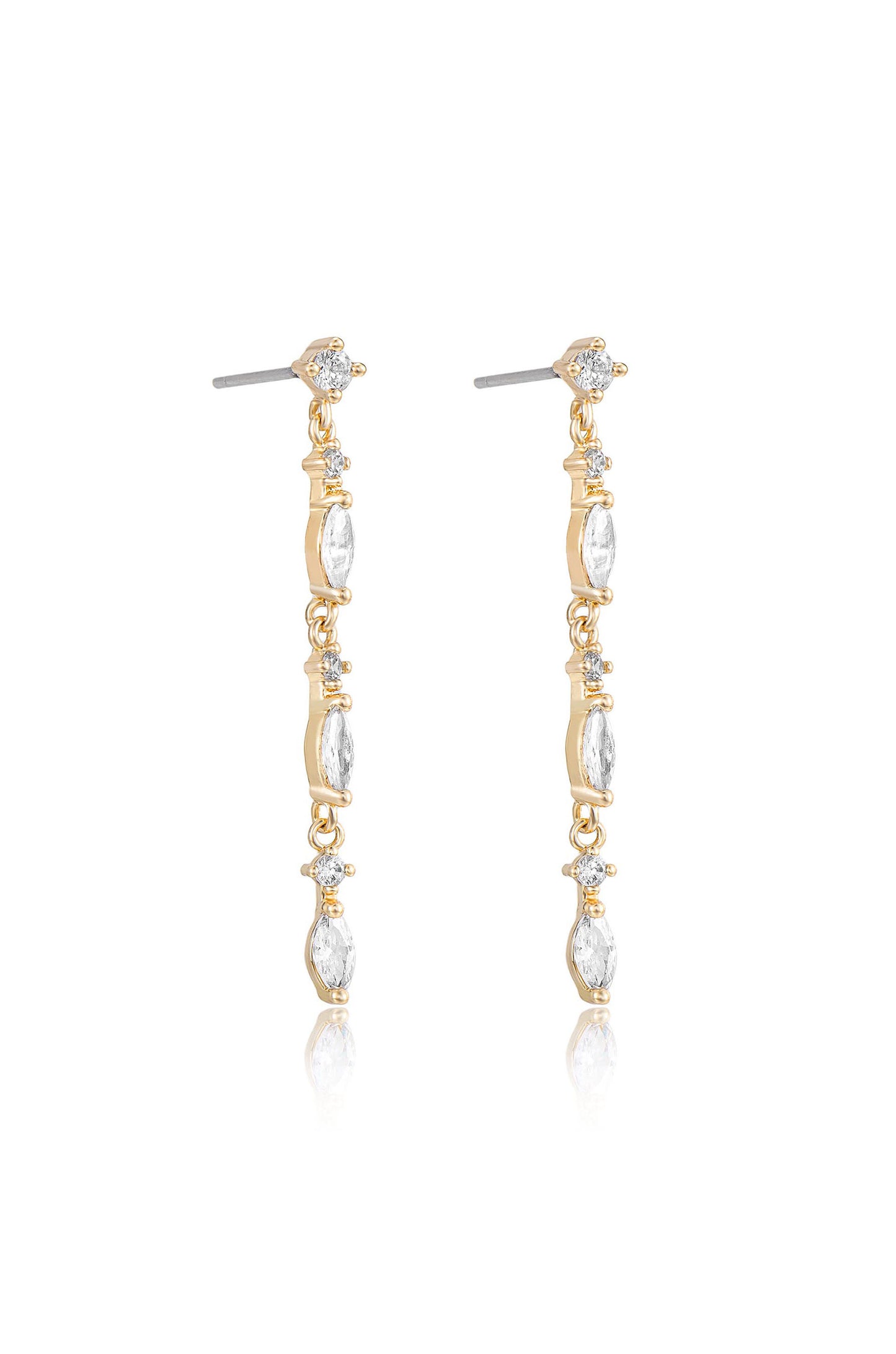 Dainty Linear Crystal Drop Earrings side