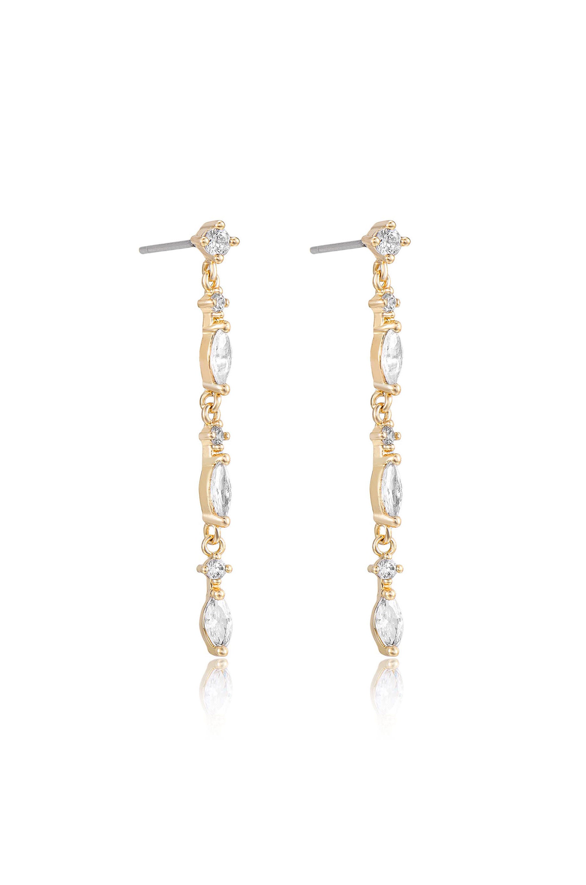 Dainty Linear Crystal Drop Earrings side