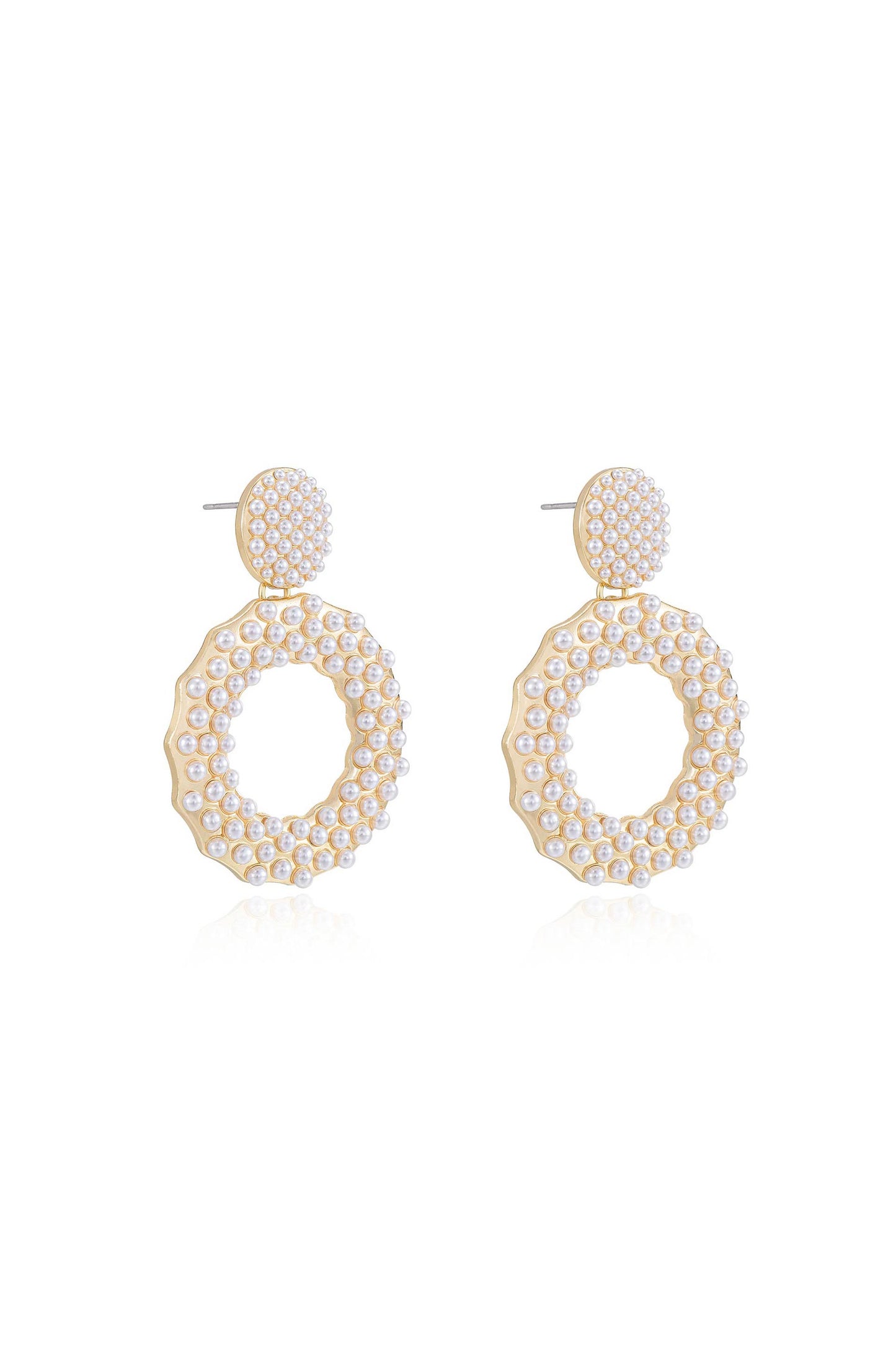 You're The Moment Pearl and Crystal 18k Gold Plated Earrings on white side view