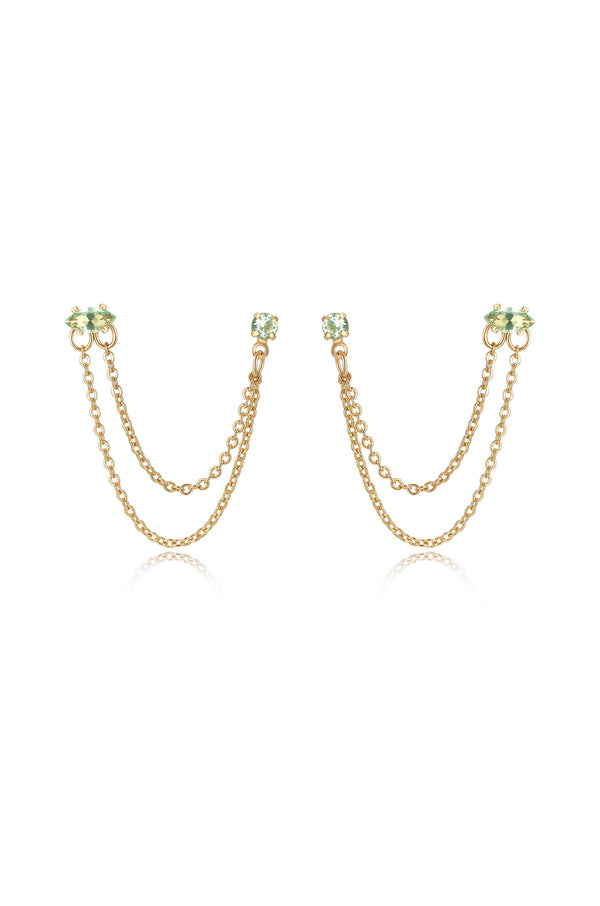 Double Piercing Chain Dangle Earrings