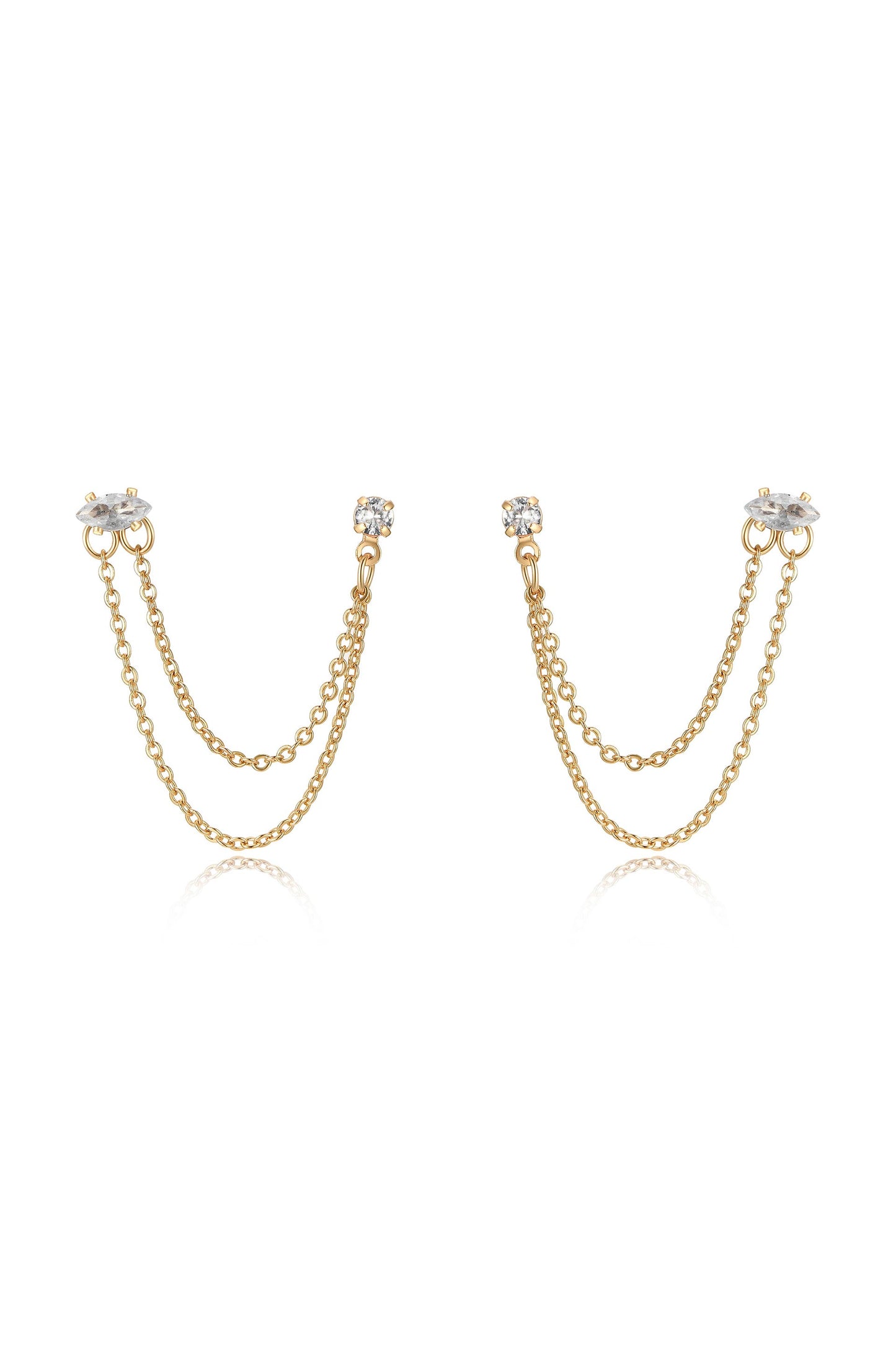 Double Piercing Chain Dangle Earrings