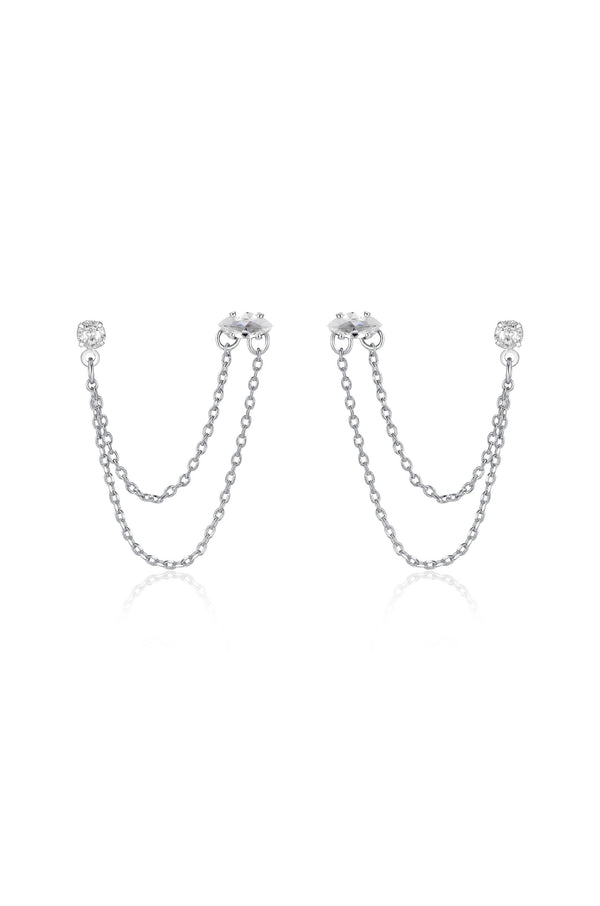 Double Piercing Chain Dangle Earrings