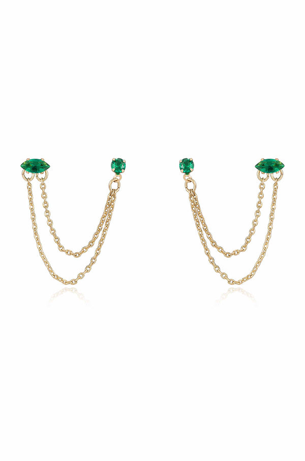 Double Piercing Chain Dangle Earrings