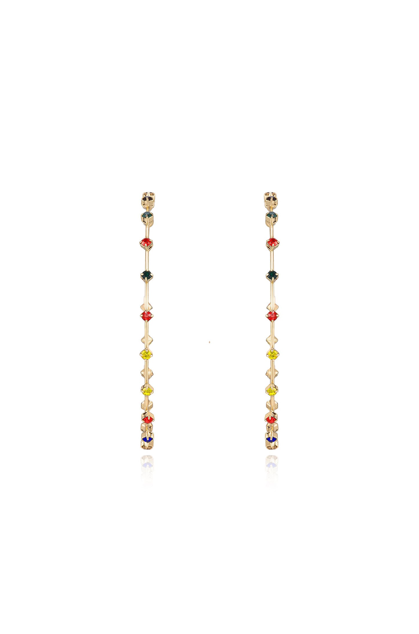 Simple Spark Crystal Hoops in rainbow front view