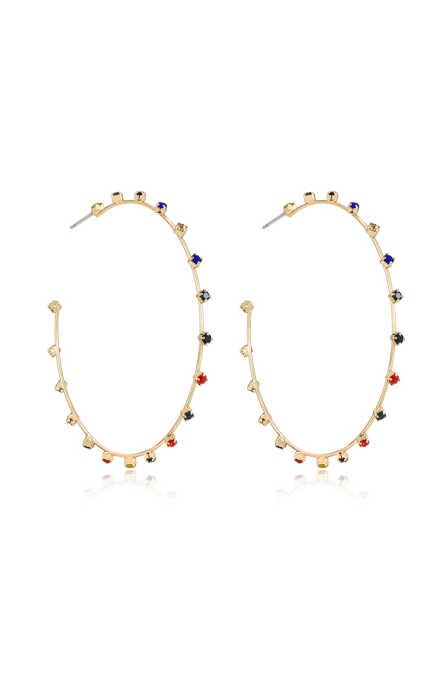 Simple Spark Crystal Hoops in rainbow side