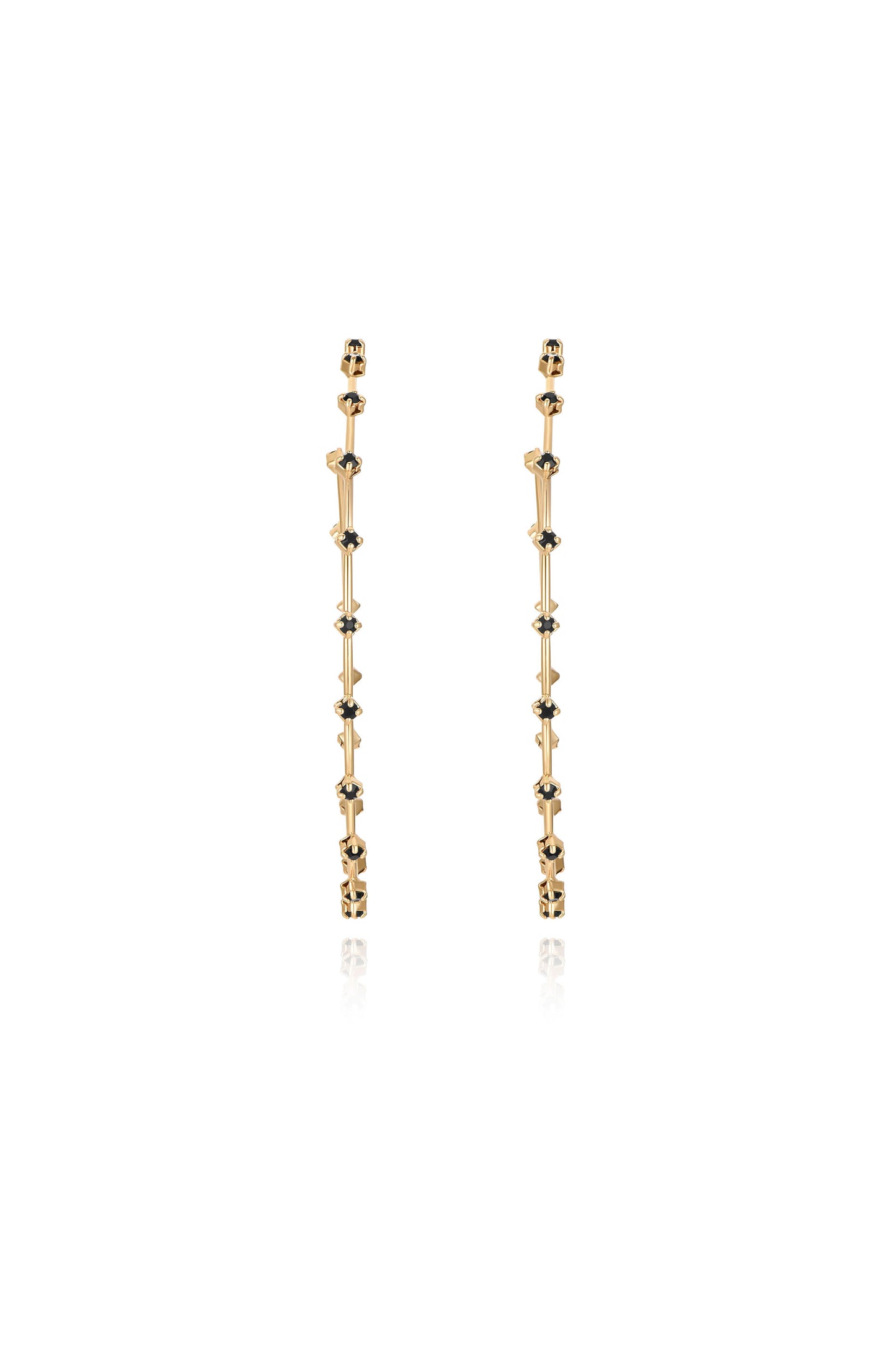 Simple Spark Crystal Hoops in black front