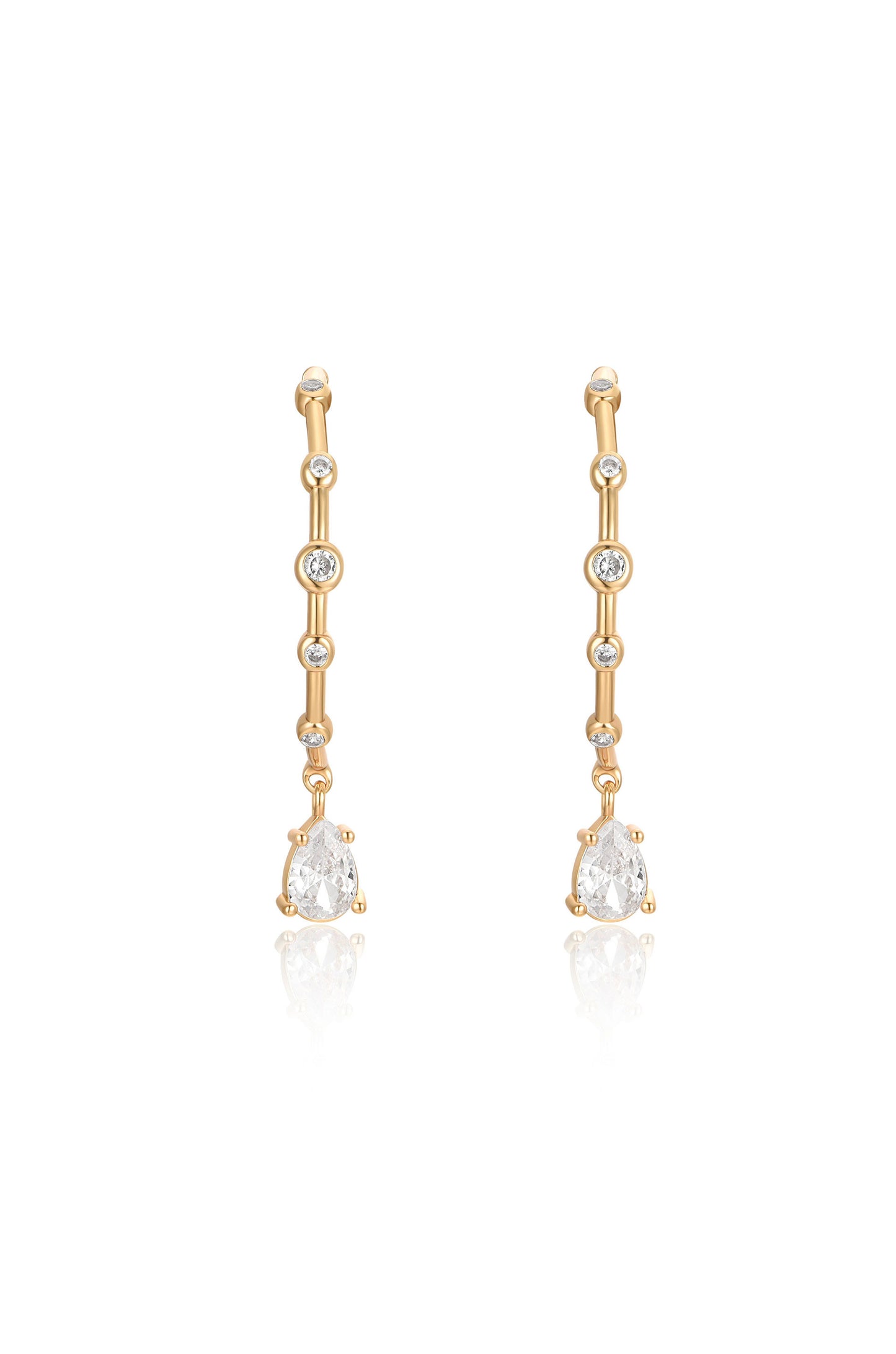 Delicate Crystal Charm Hoop Earrings front