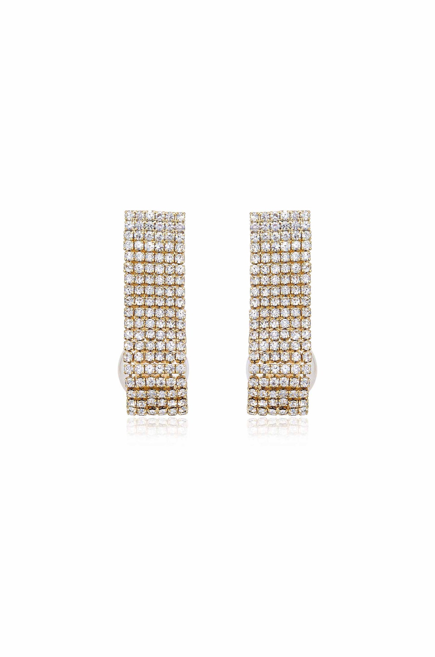 Swaddled Pearl Crystal Teardrop Earrings front