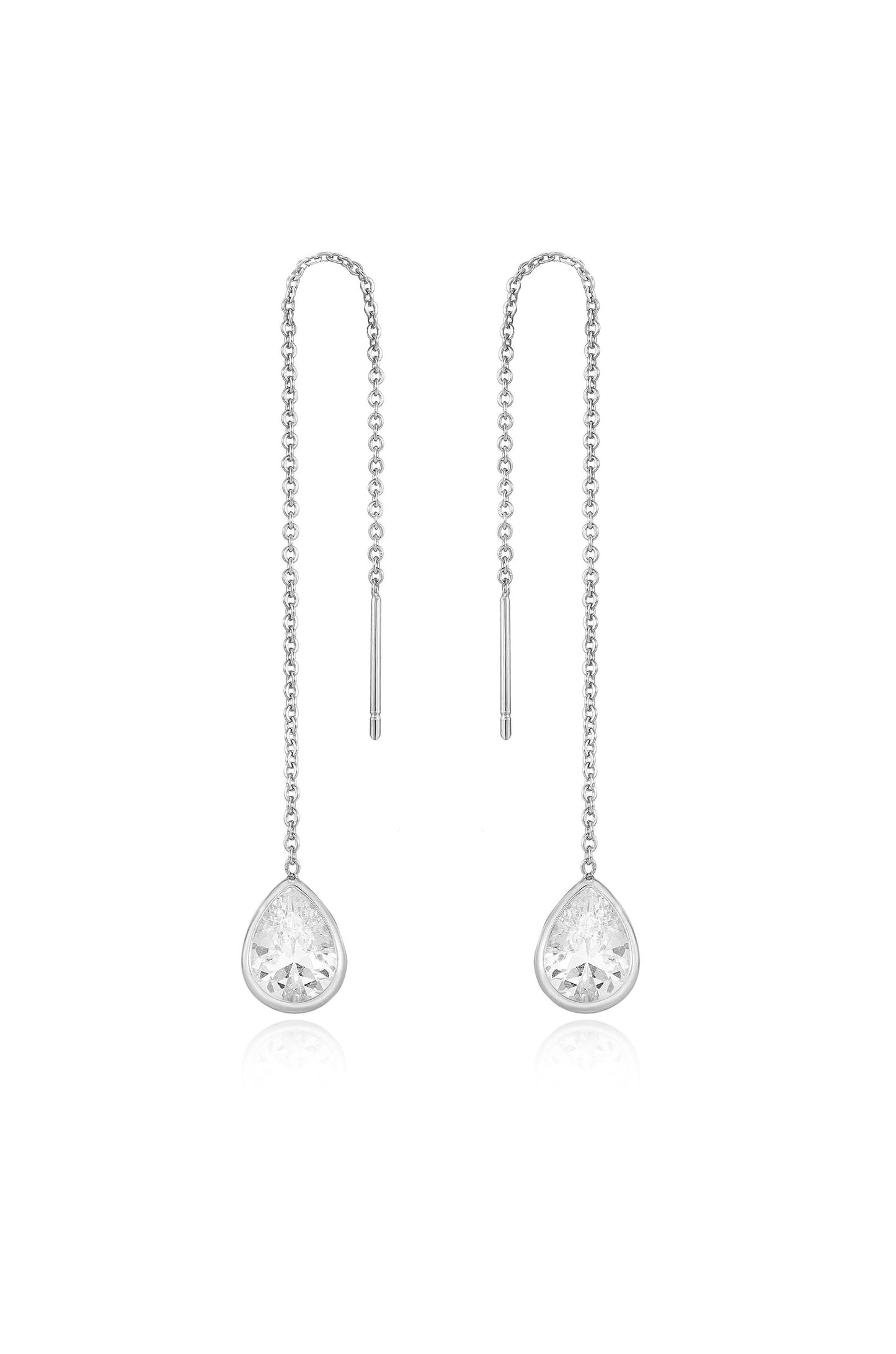 Barely There Chain and Crystal Dangle Earrings in rhodium