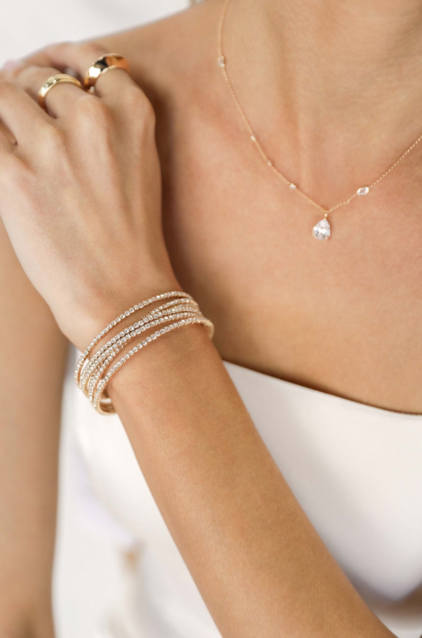 Crystal Strand Cuff on model
