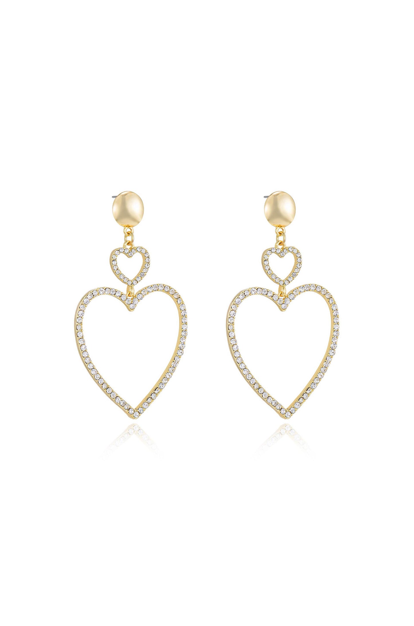 Double Heart Crystal Drop Earrings side