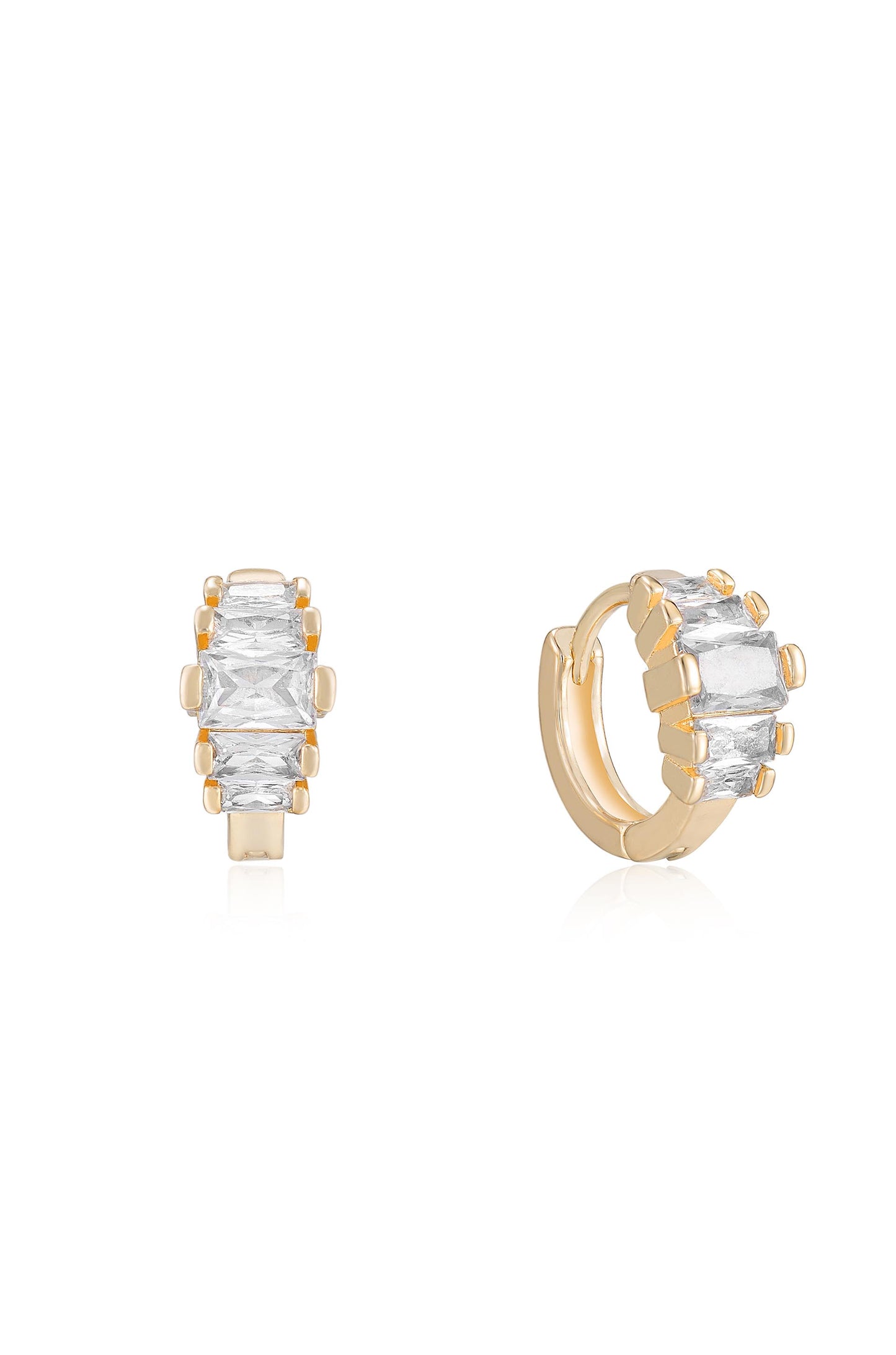 Diamond Shine 18k Gold Plated Mini Hoop Earrings on white