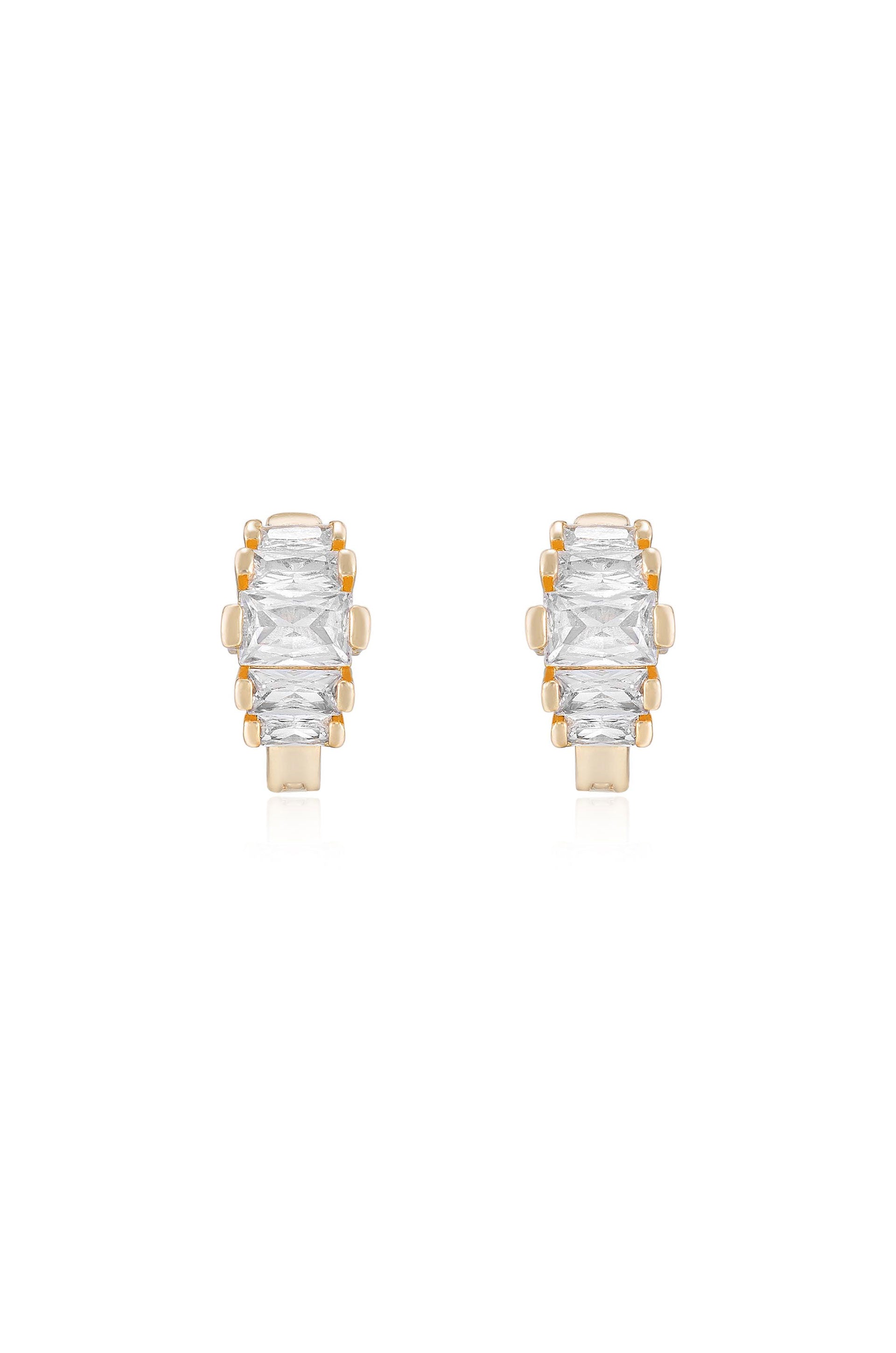 Diamond Shine Mini Hoop Earrings front