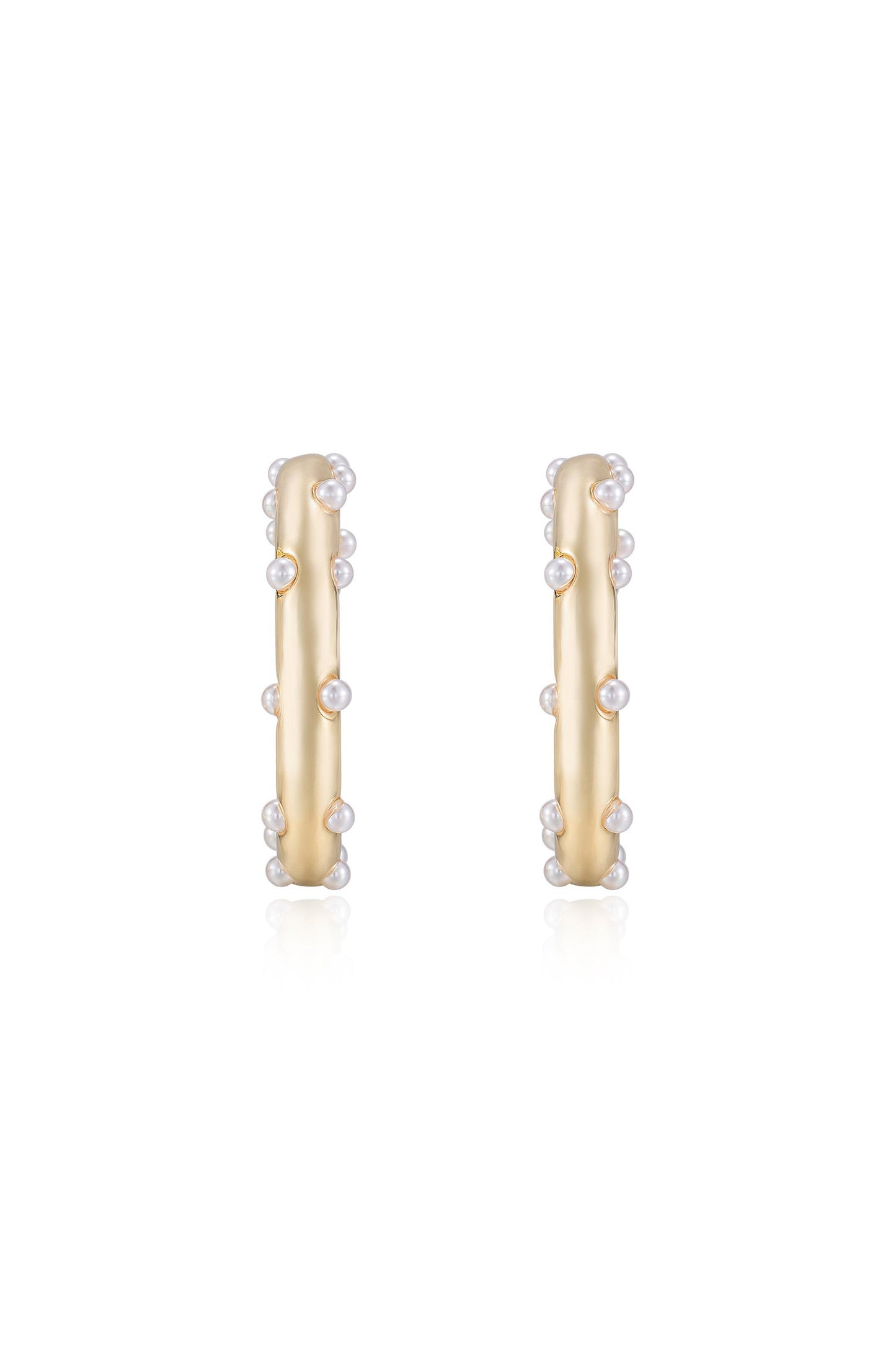 Spotted Pearl Hoop Earrings front