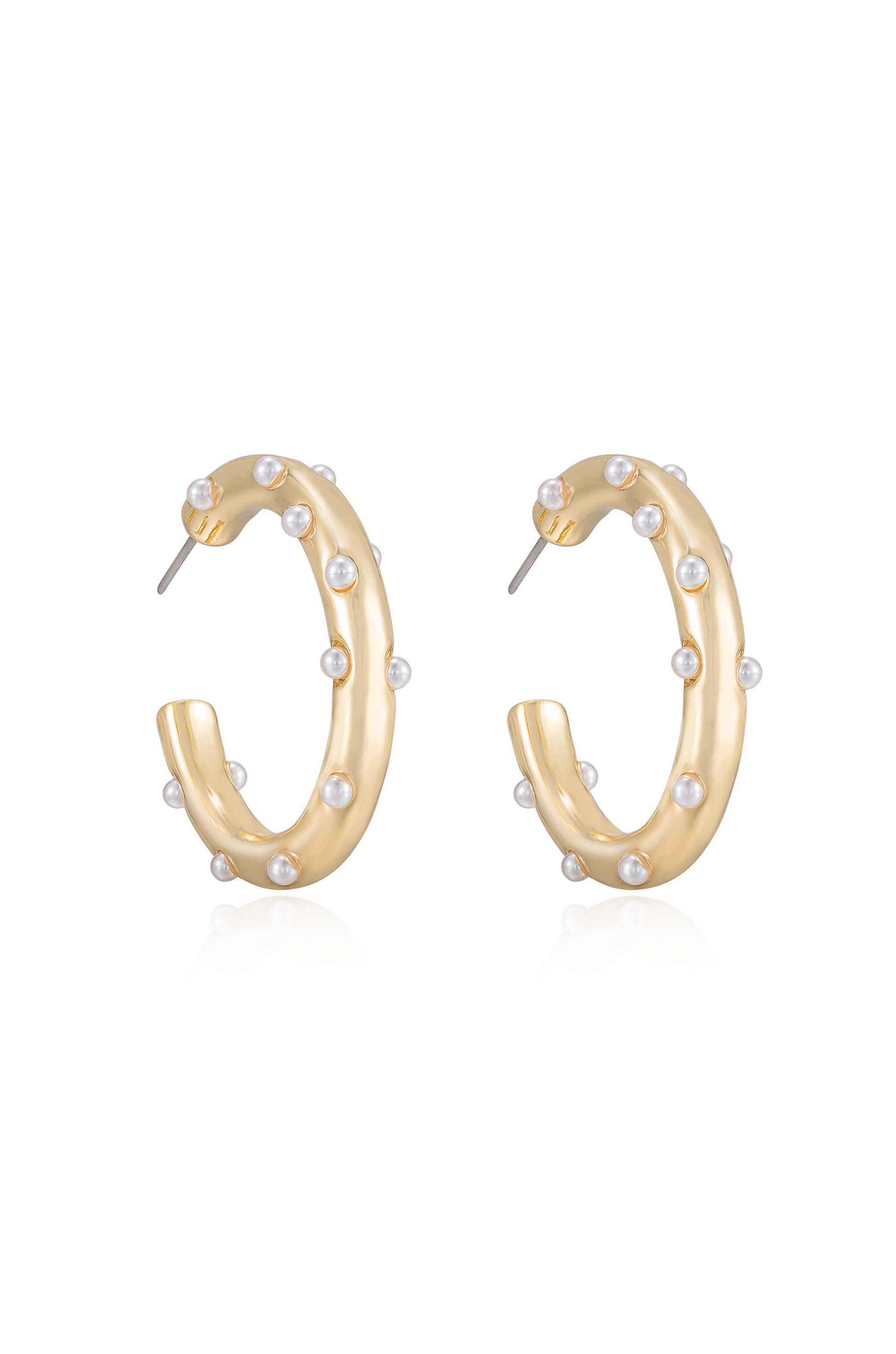 Spotted Pearl Hoop Earrings side