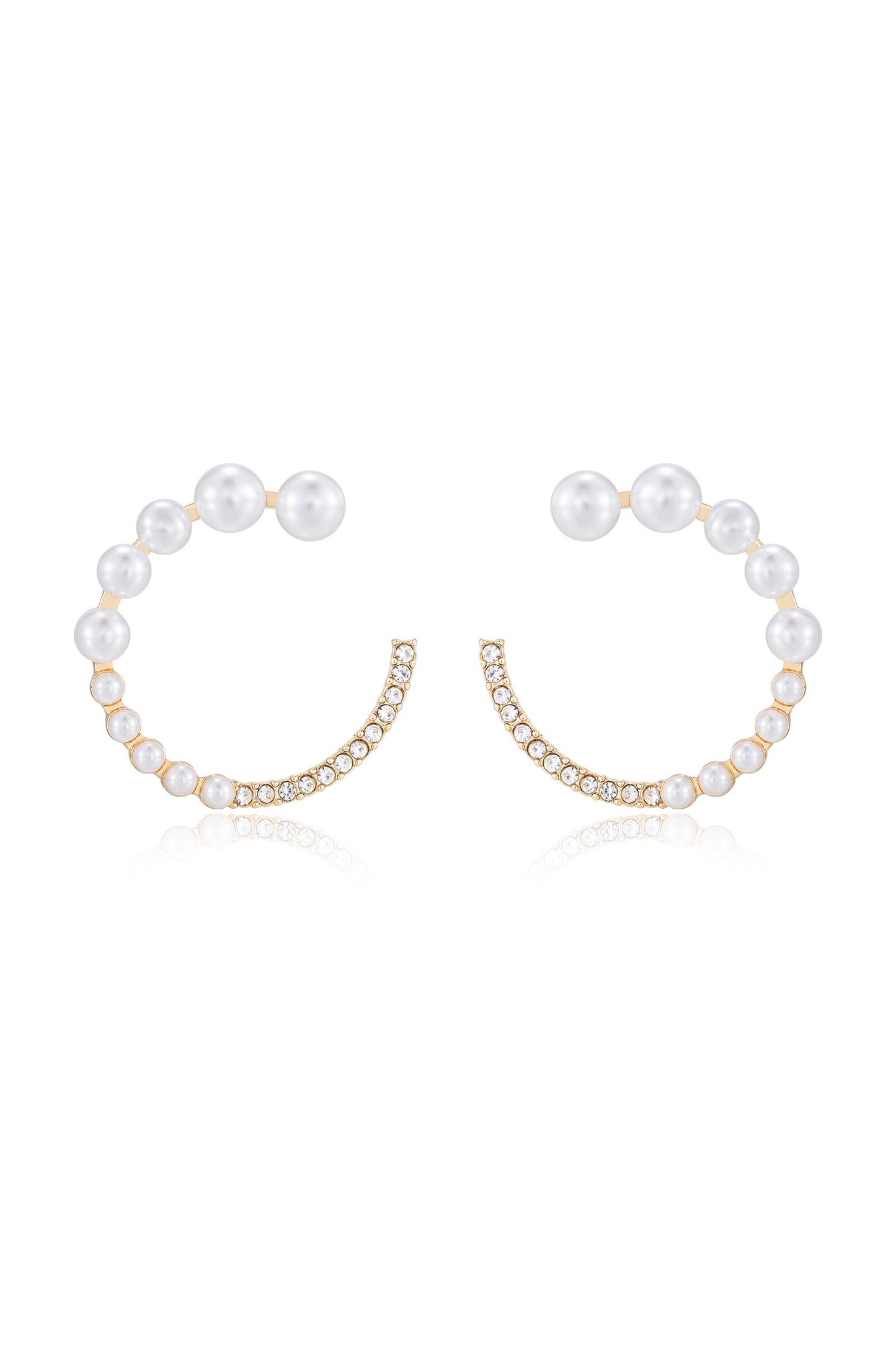 Chic Pearl And Crystal Open Circle Earrings