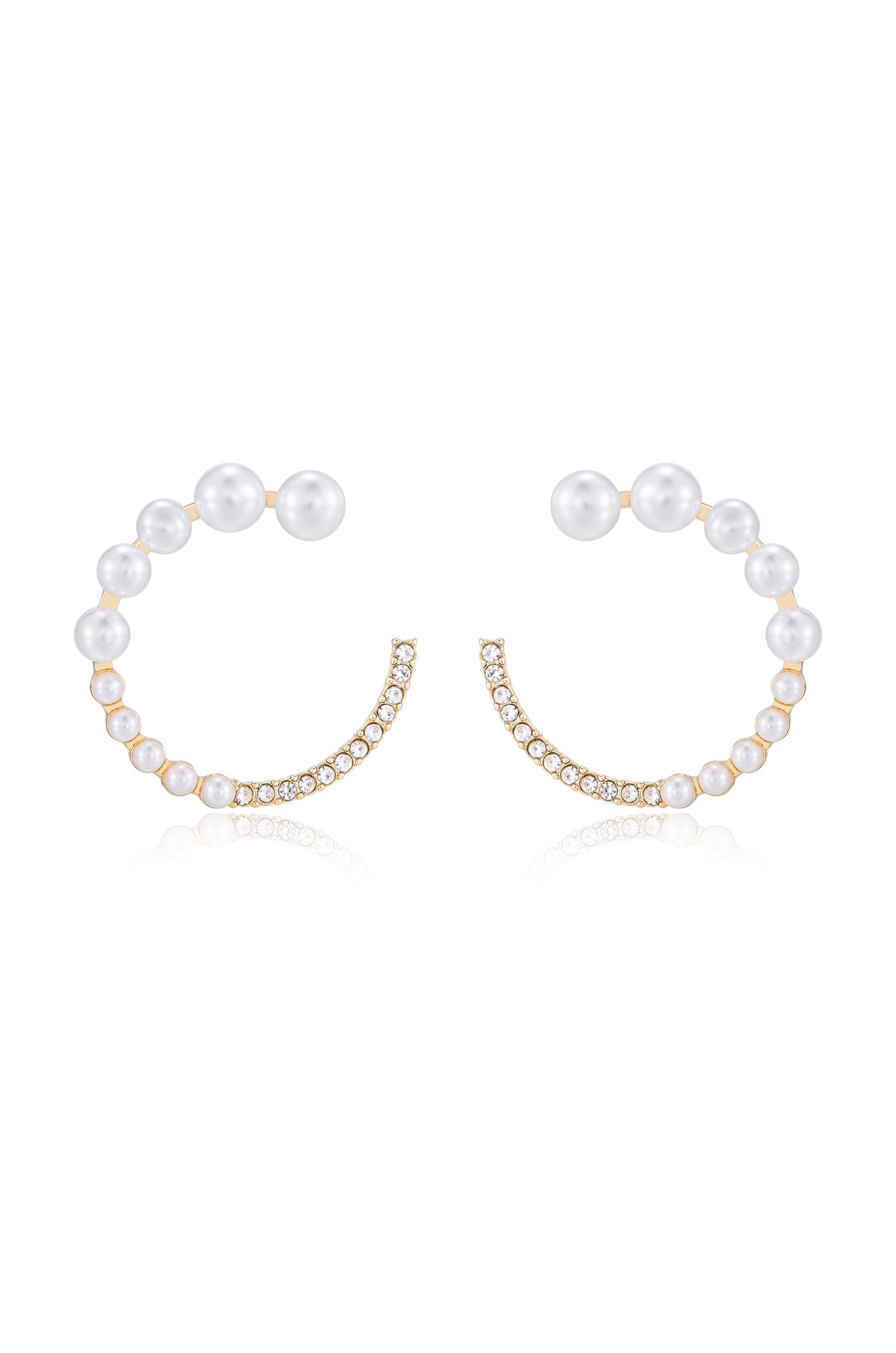 Chic Pearl And Crystal Open Circle Earrings