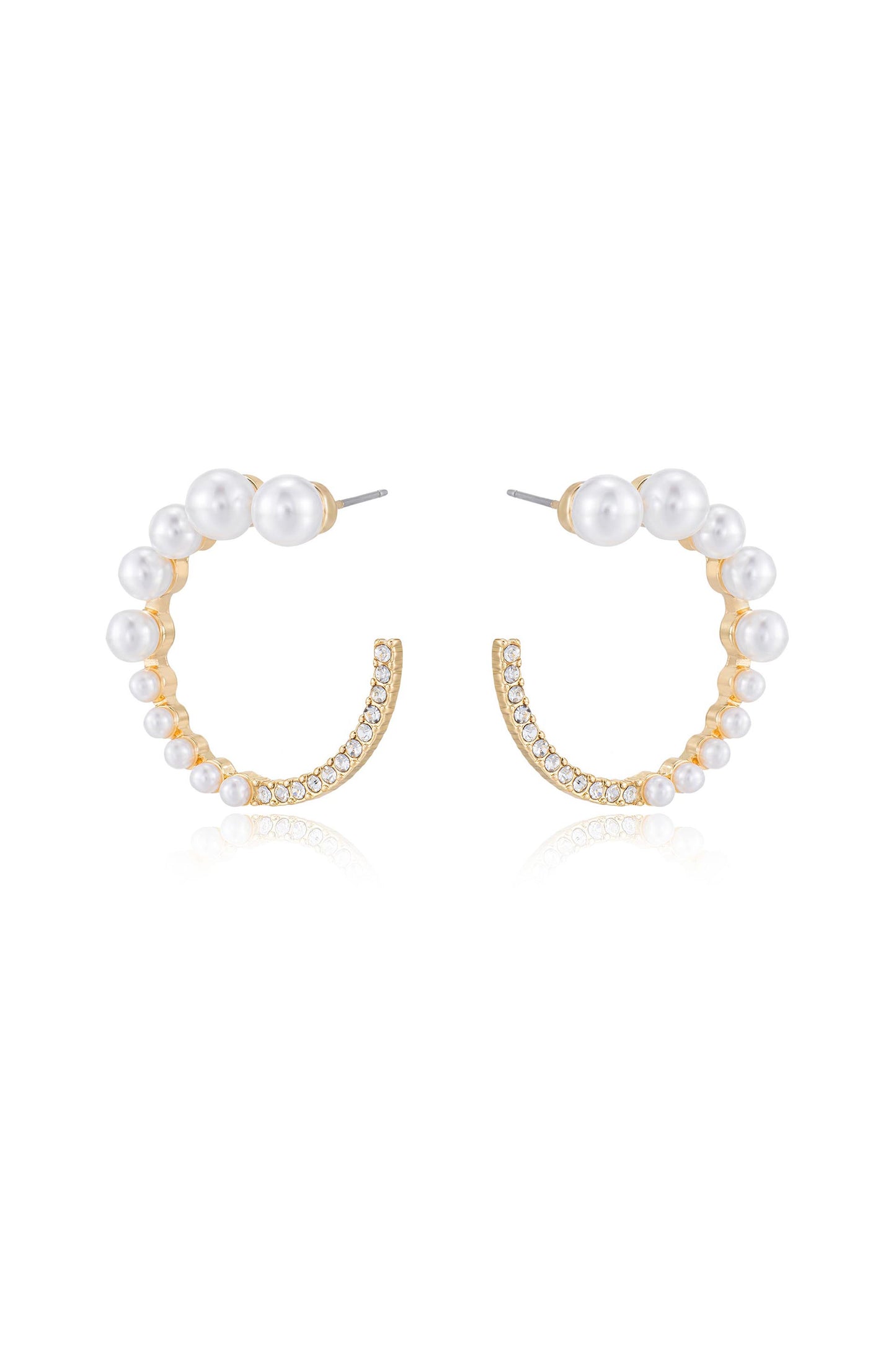 Chic Pearl And Crystal Open Circle Earrings side