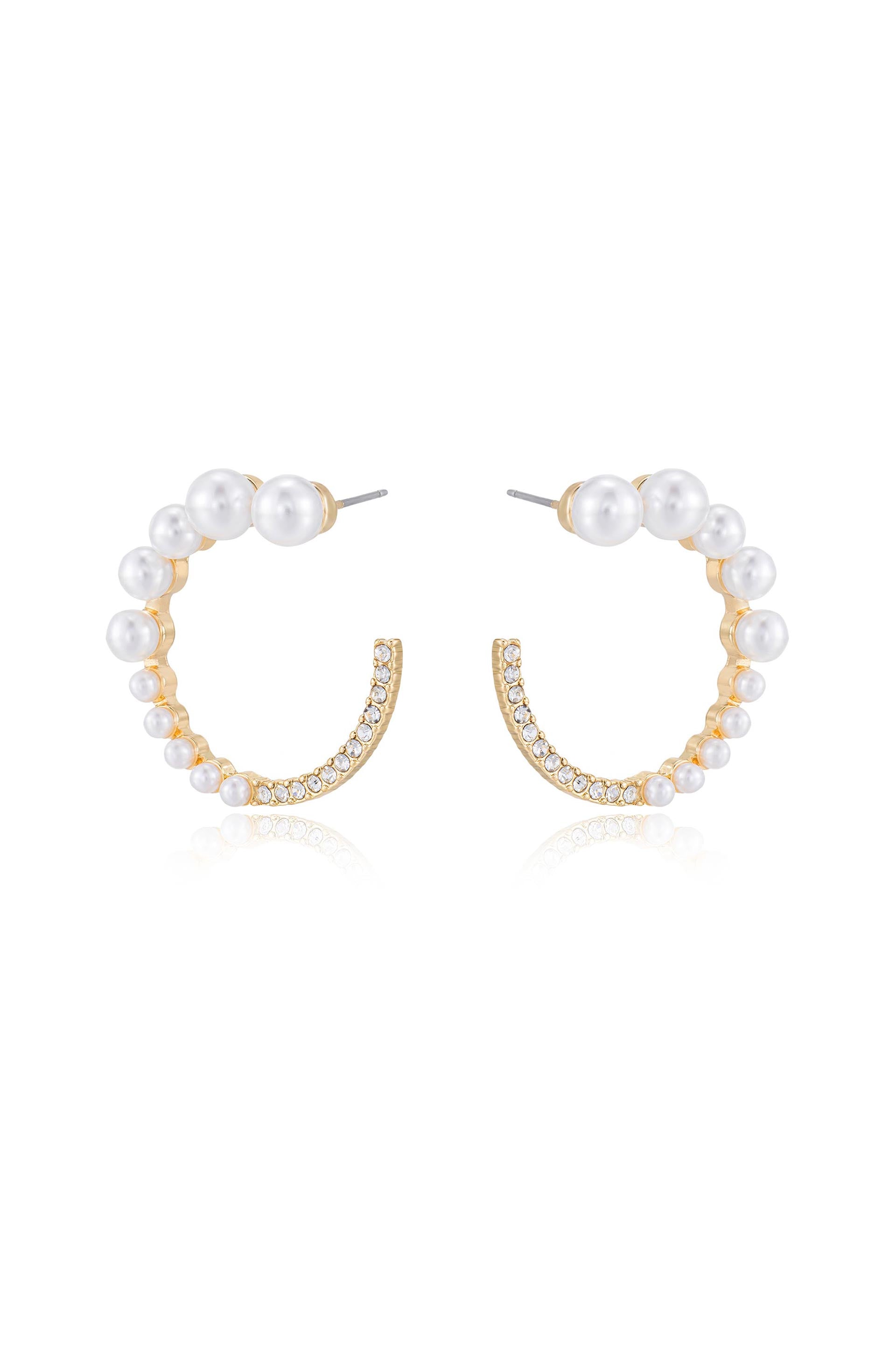 Chic Pearl And Crystal Open Circle Earrings side