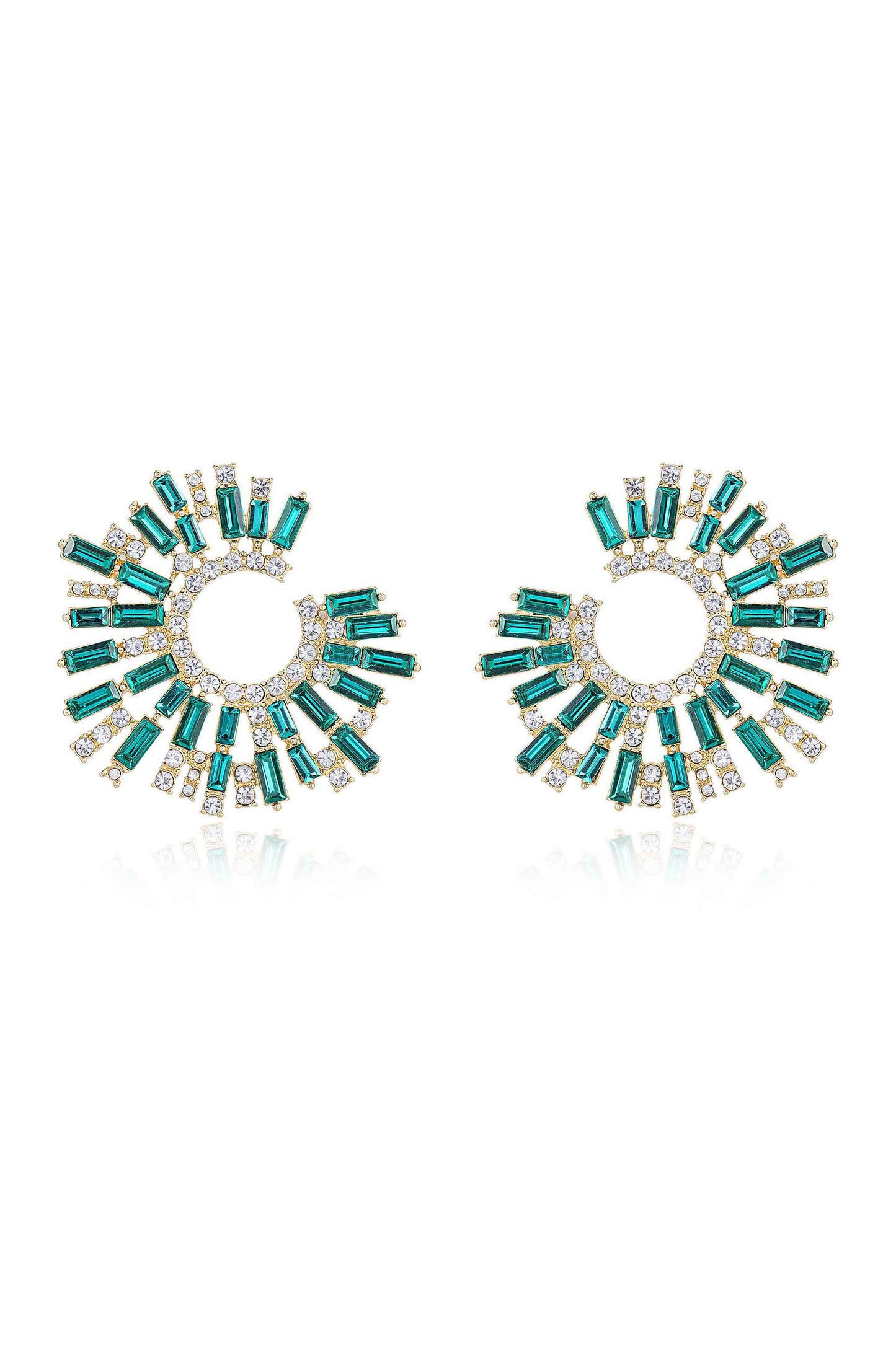 Opulent Crystal Stardust Open Circle Earrings in green