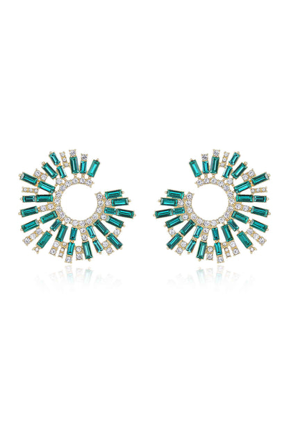 Opulent Crystal Stardust Open Circle Earrings in green