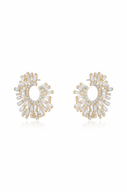 Opulent Crystal Stardust 18k Gold Plated Open Circle Earrings side