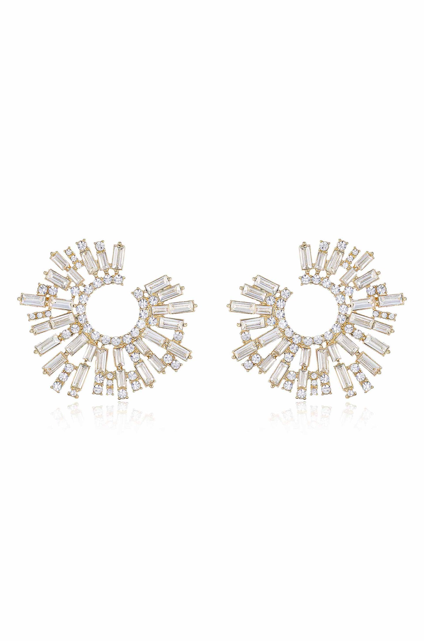 Opulent Crystal Stardust 18k Gold Plated Open Circle Earrings