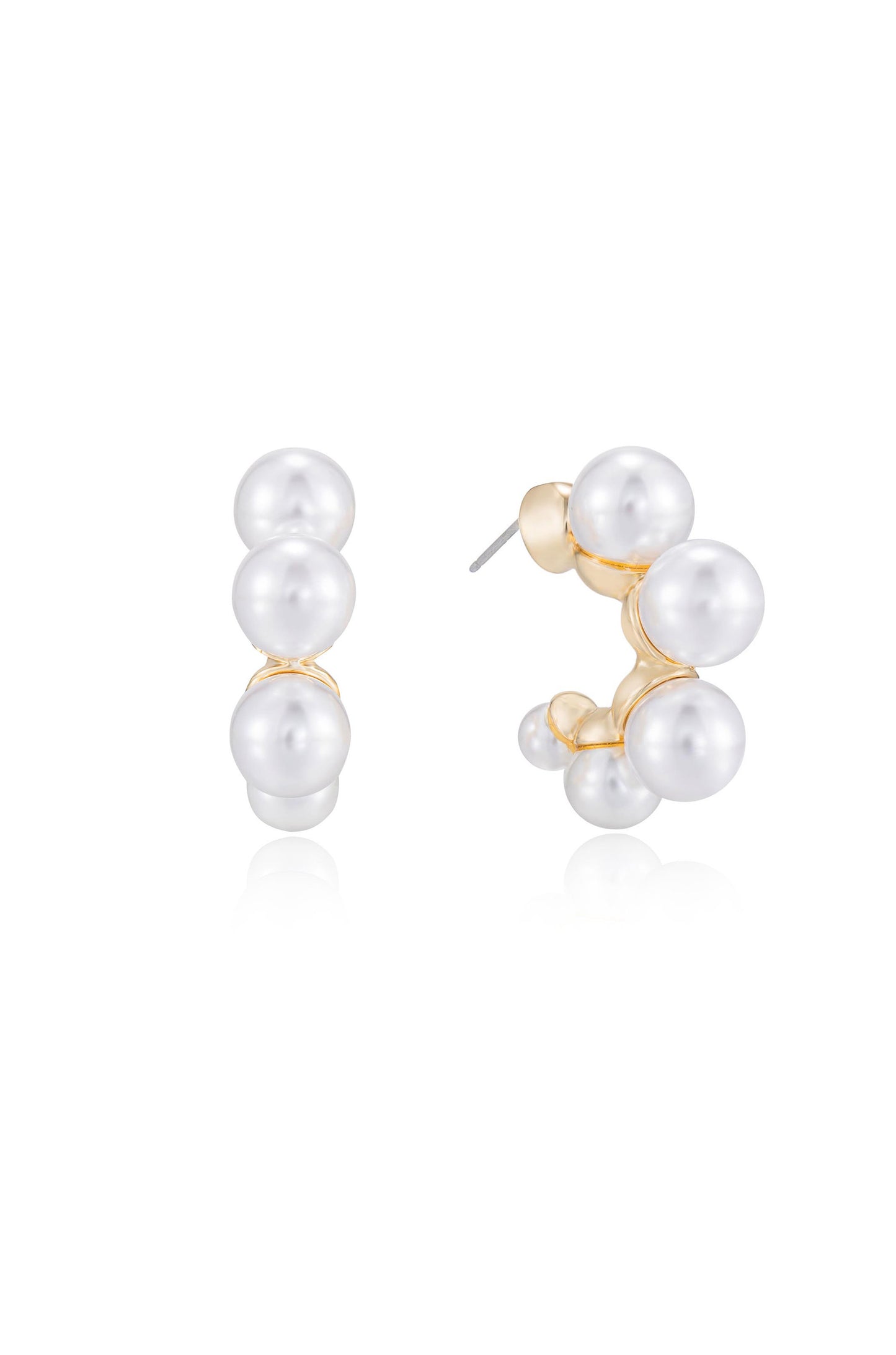 Five Point Pearl 18k Gold Plated Hoop Earrings