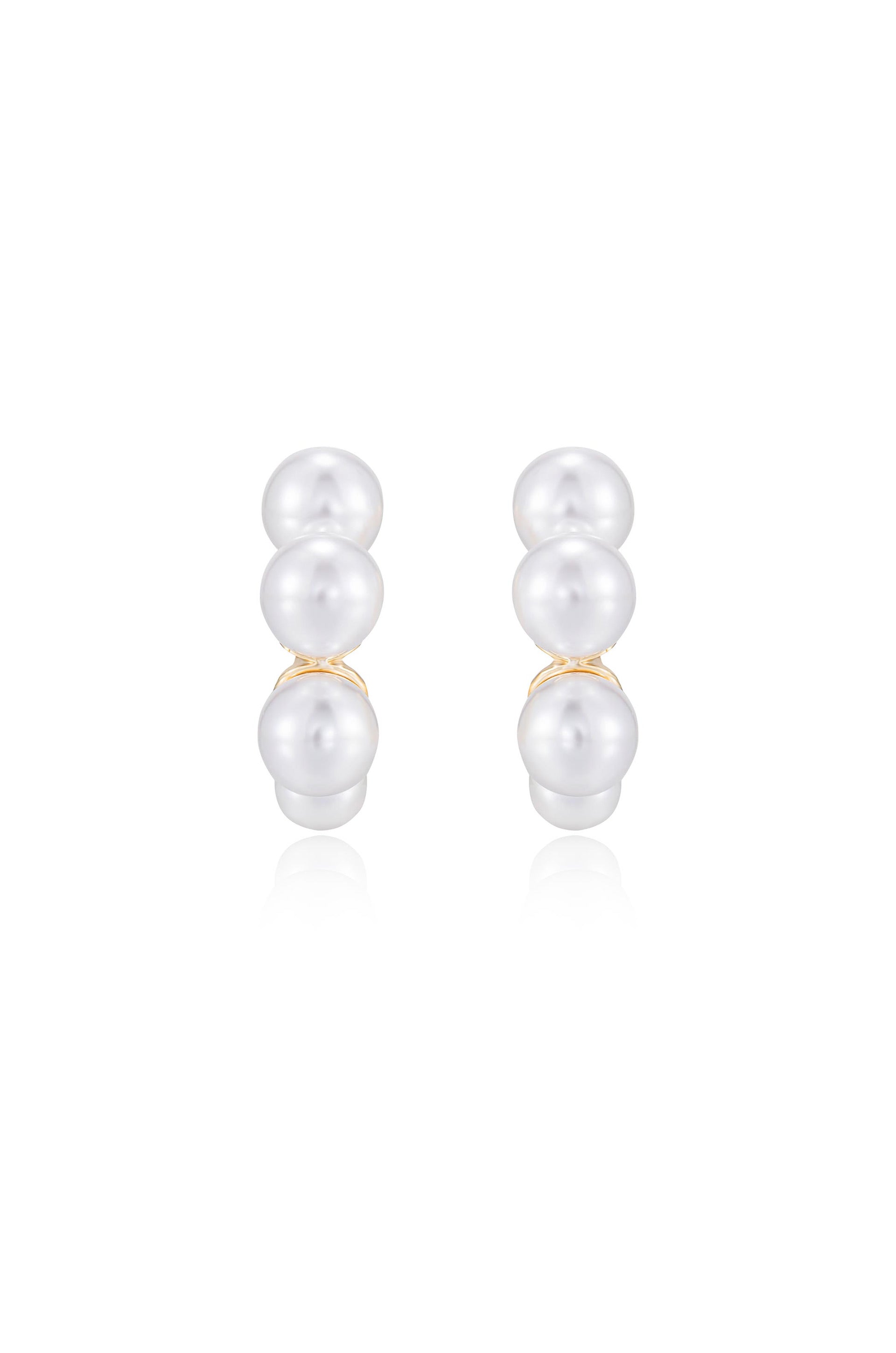 Five Point Pearl Hoop Earrings front