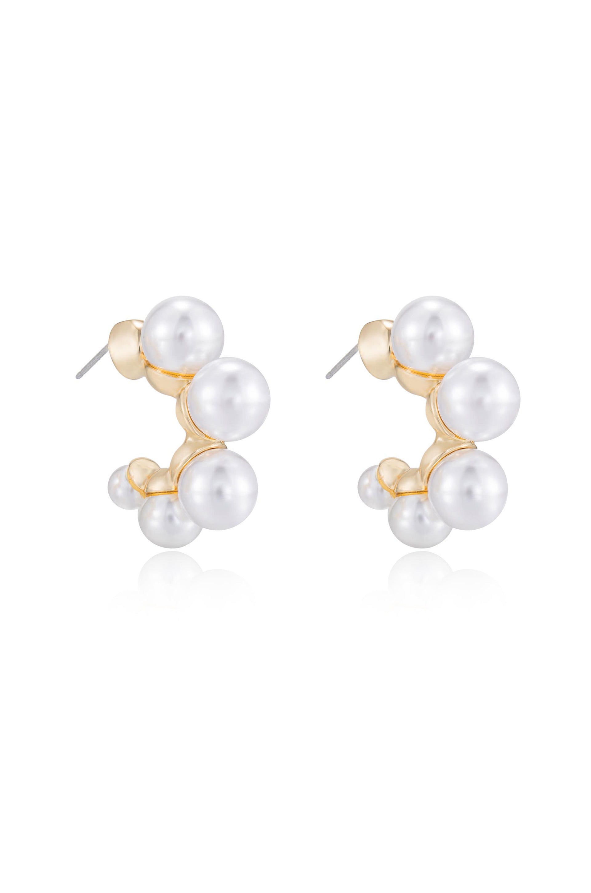 Five Point Pearl Hoop Earrings side