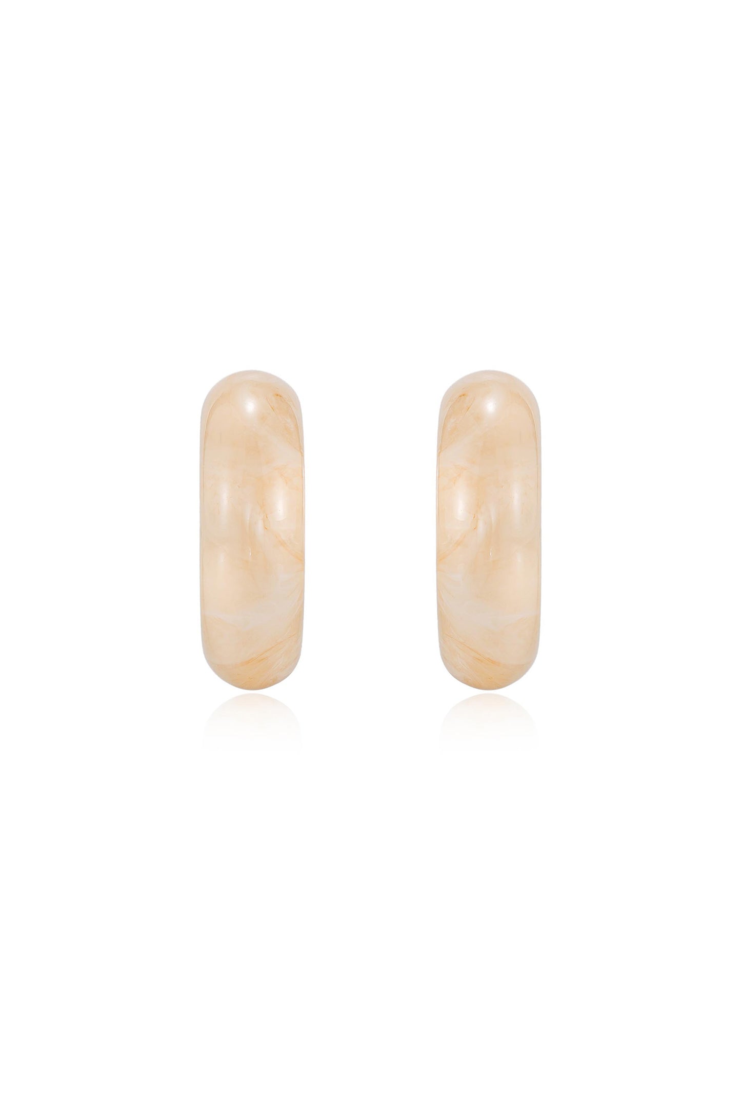 Beige Resin & Pearl Chunky Hoops front