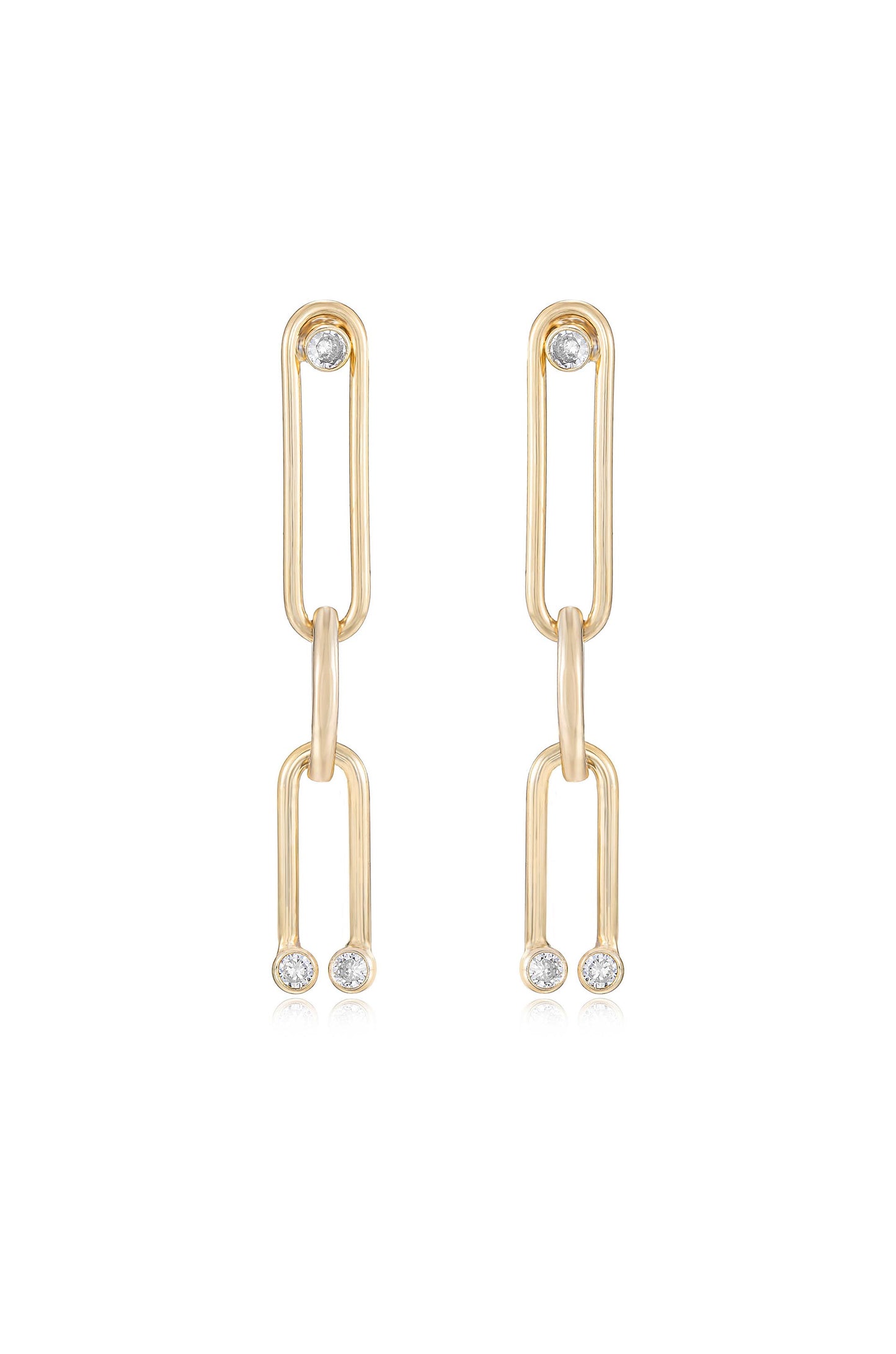 Crystal Spotted 18k Gold Plated Linked Dangle Earrings