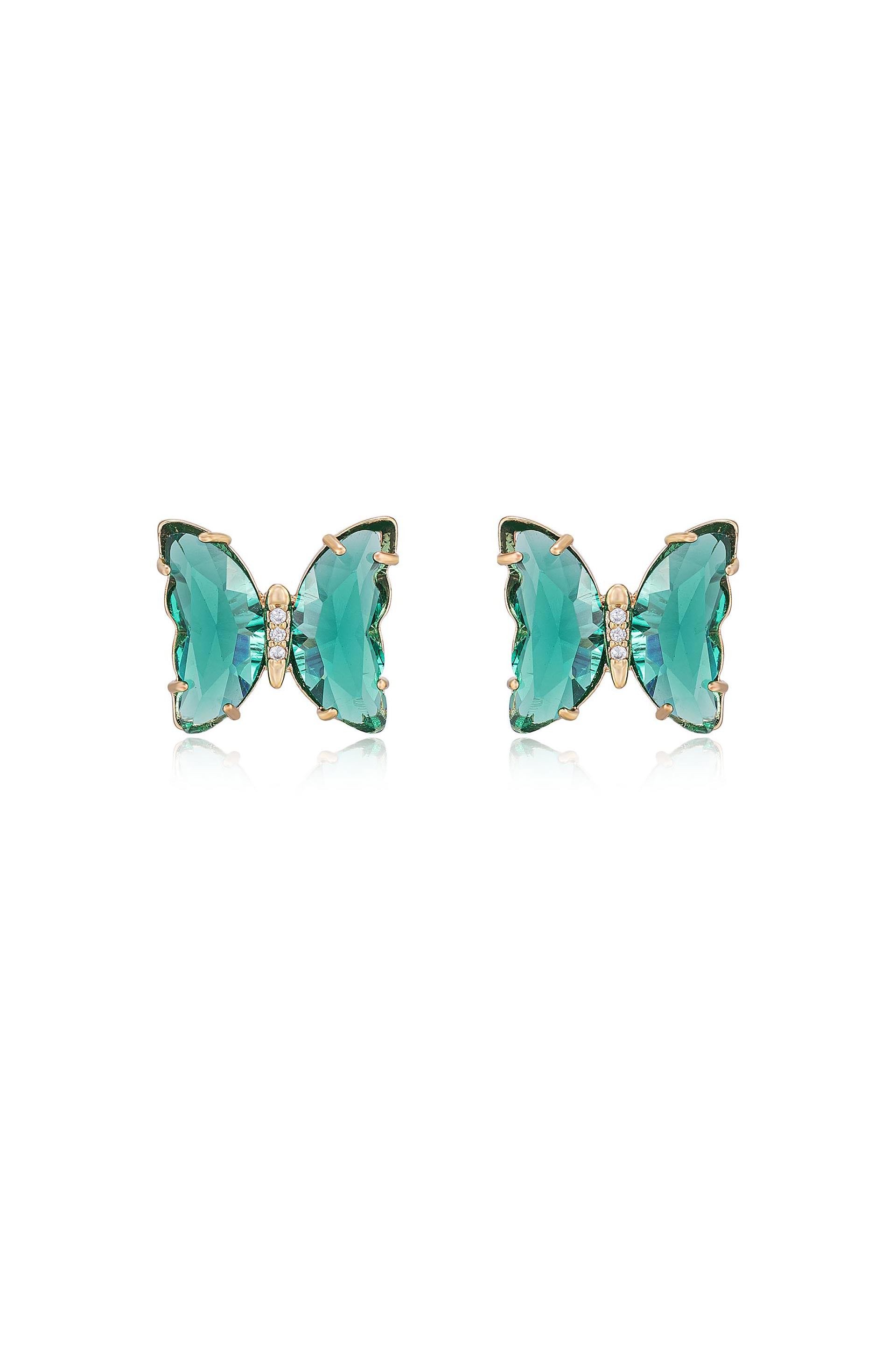 Flutter Away Crystal Earrings in green