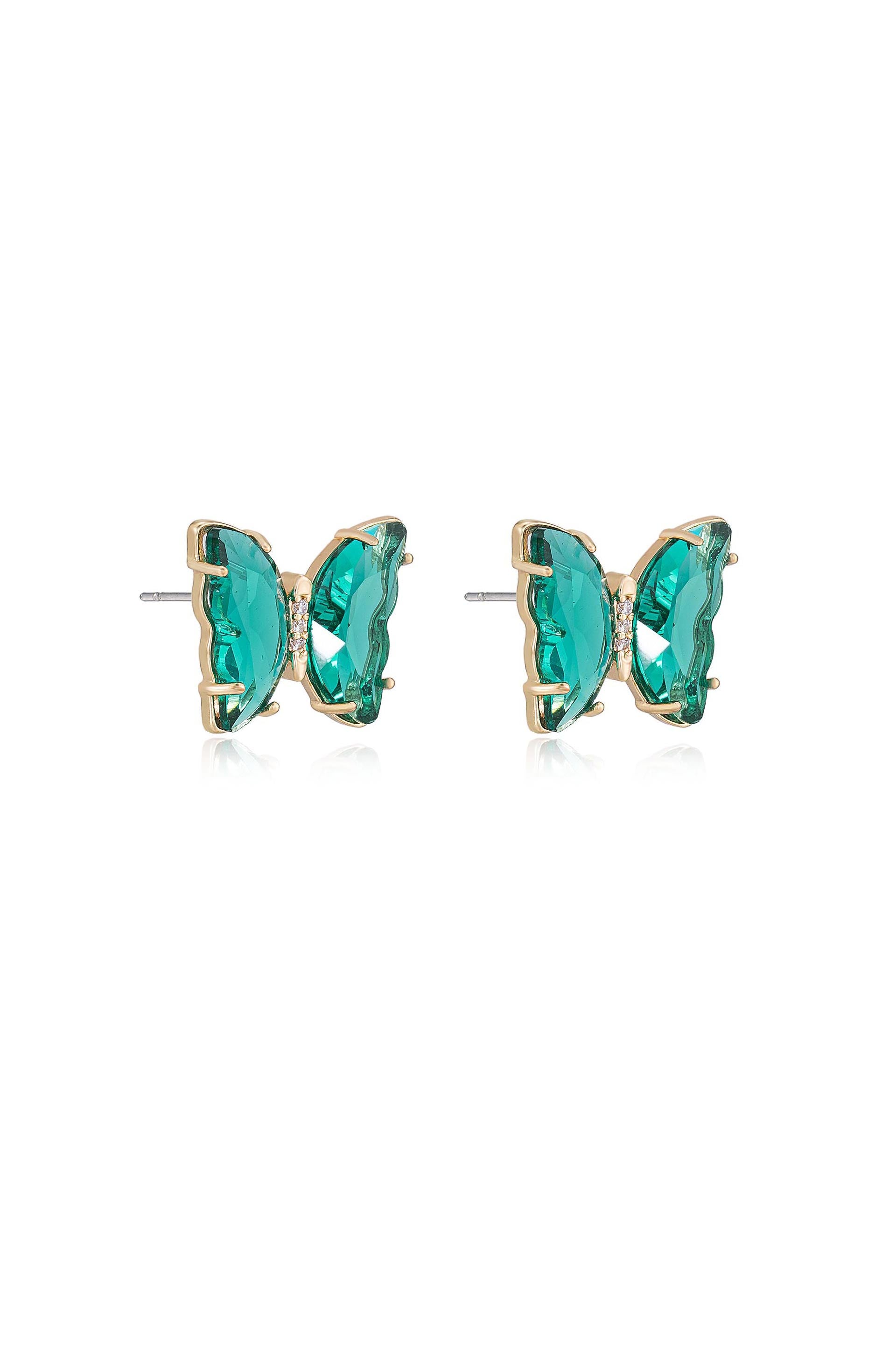 Flutter Away Crystal Earrings in green side