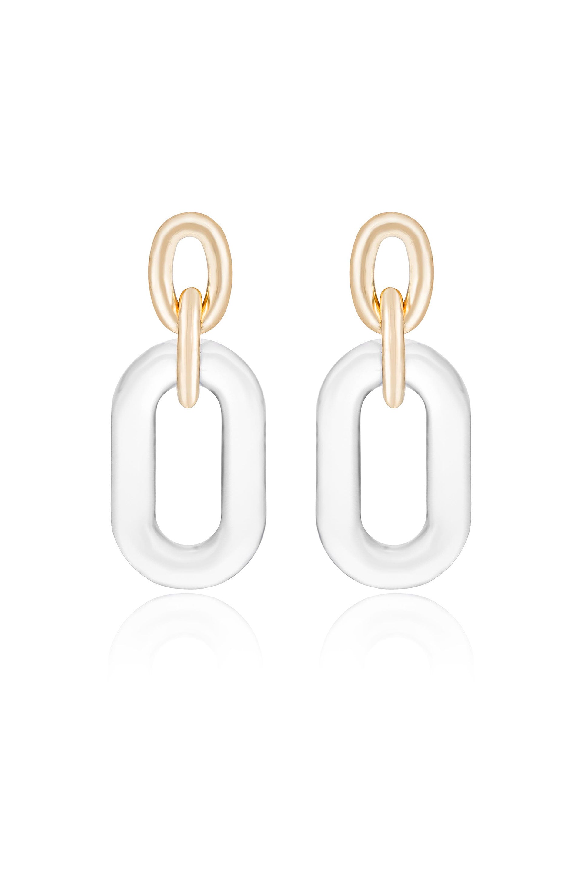 Clear Resin Paperclip Oval Earrings