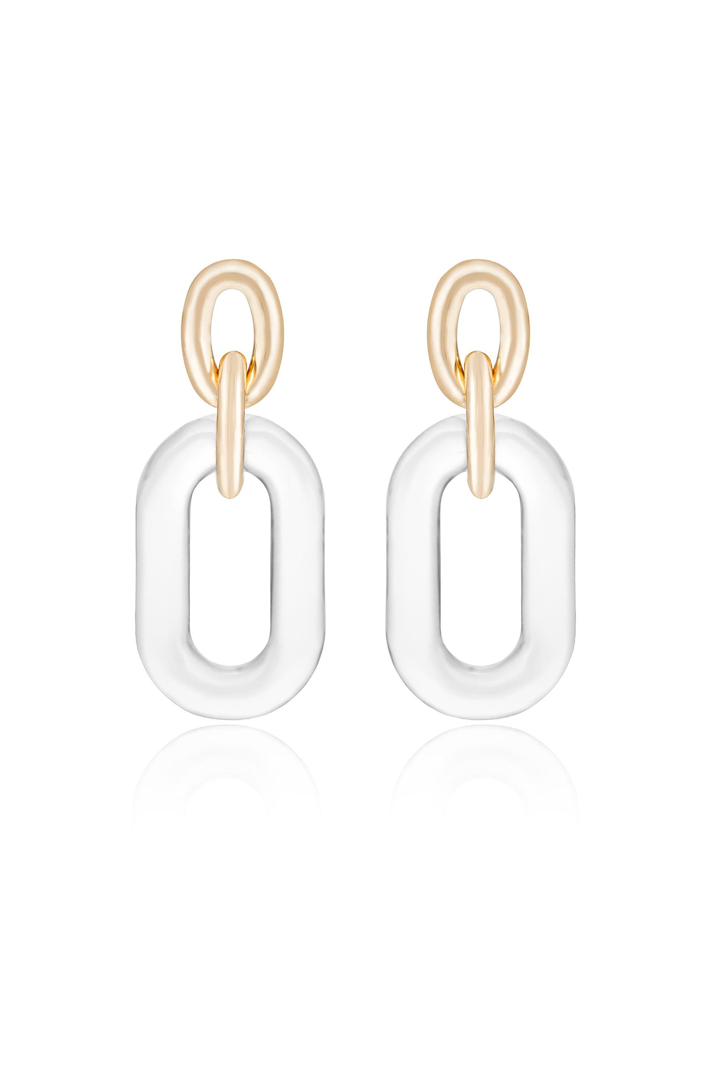 Clear Resin Paperclip Oval Earrings