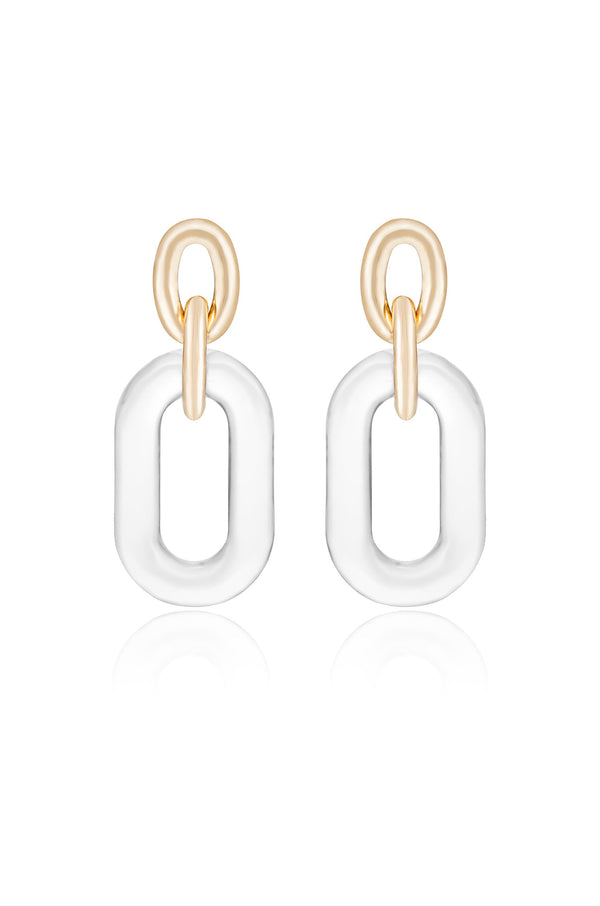 Clear Resin Paperclip Oval Earrings