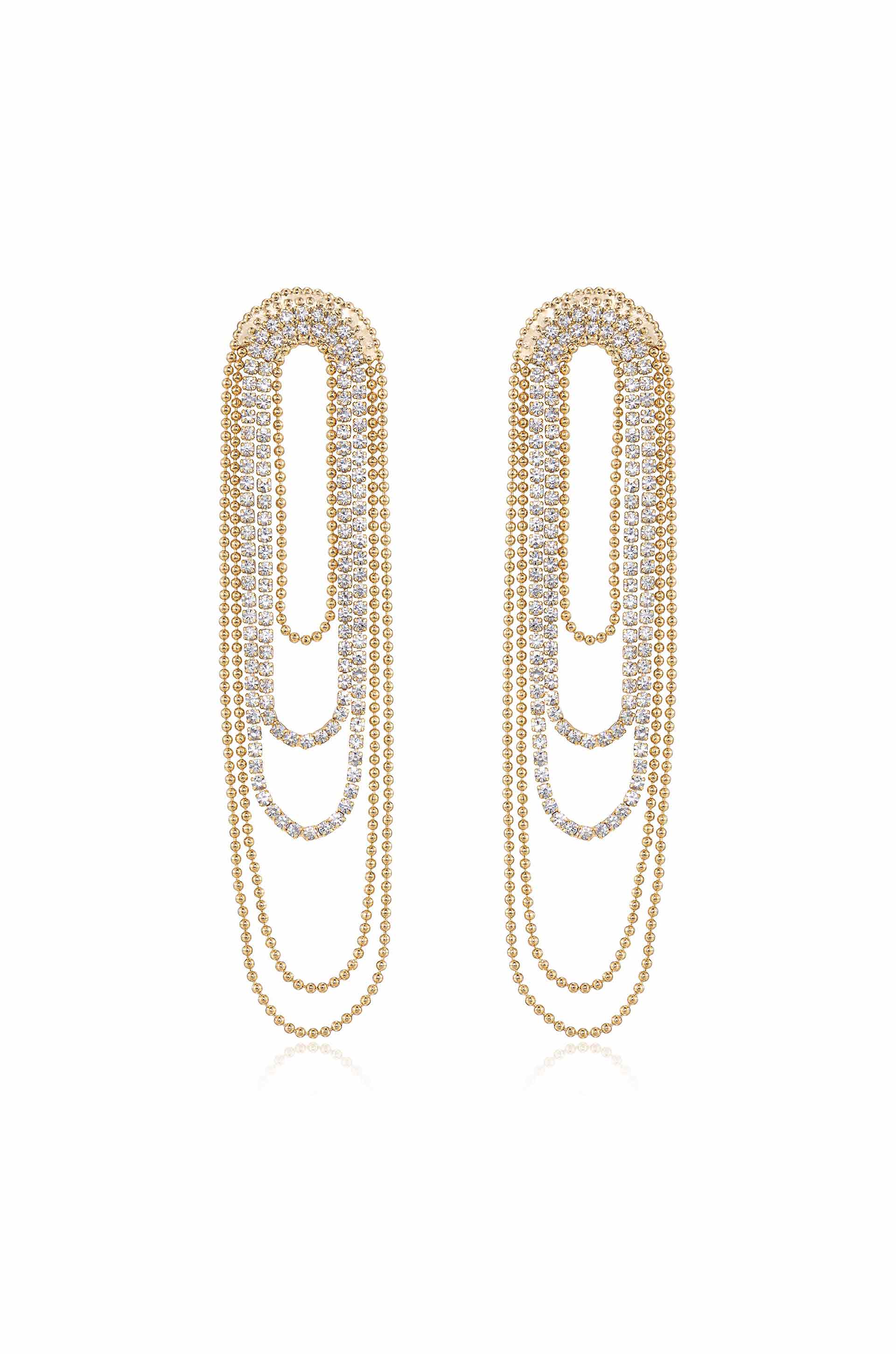 Crystal and Looped Chain Earrings