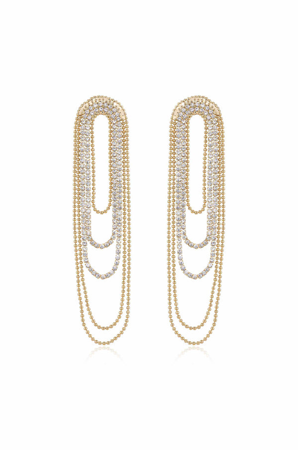 Crystal and Looped Chain Earrings