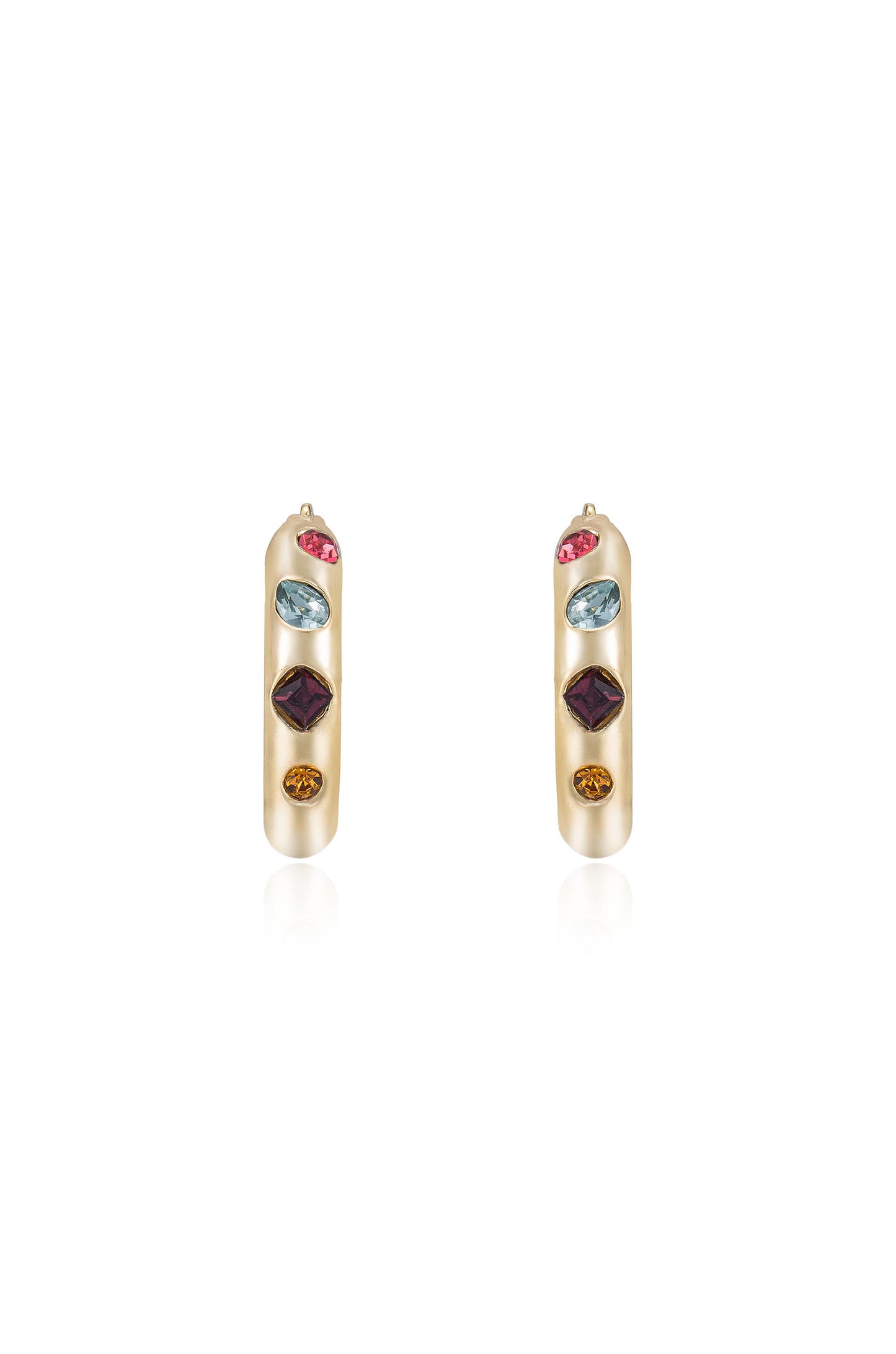 Lively Rainbow Crystal Hoop Earrings front