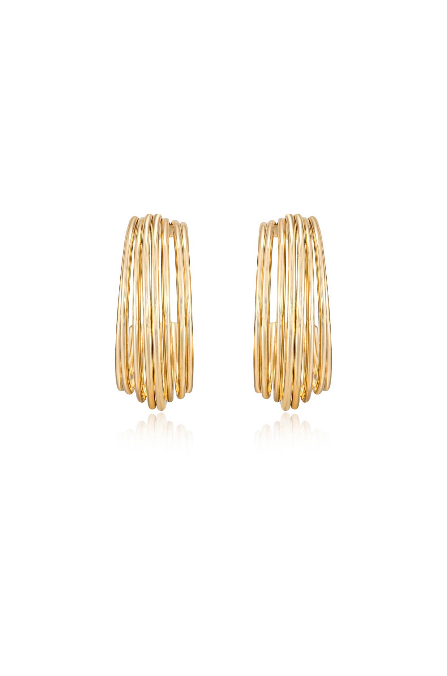 Multi-Wire 18kt Gold Plated Hoop Earrings front