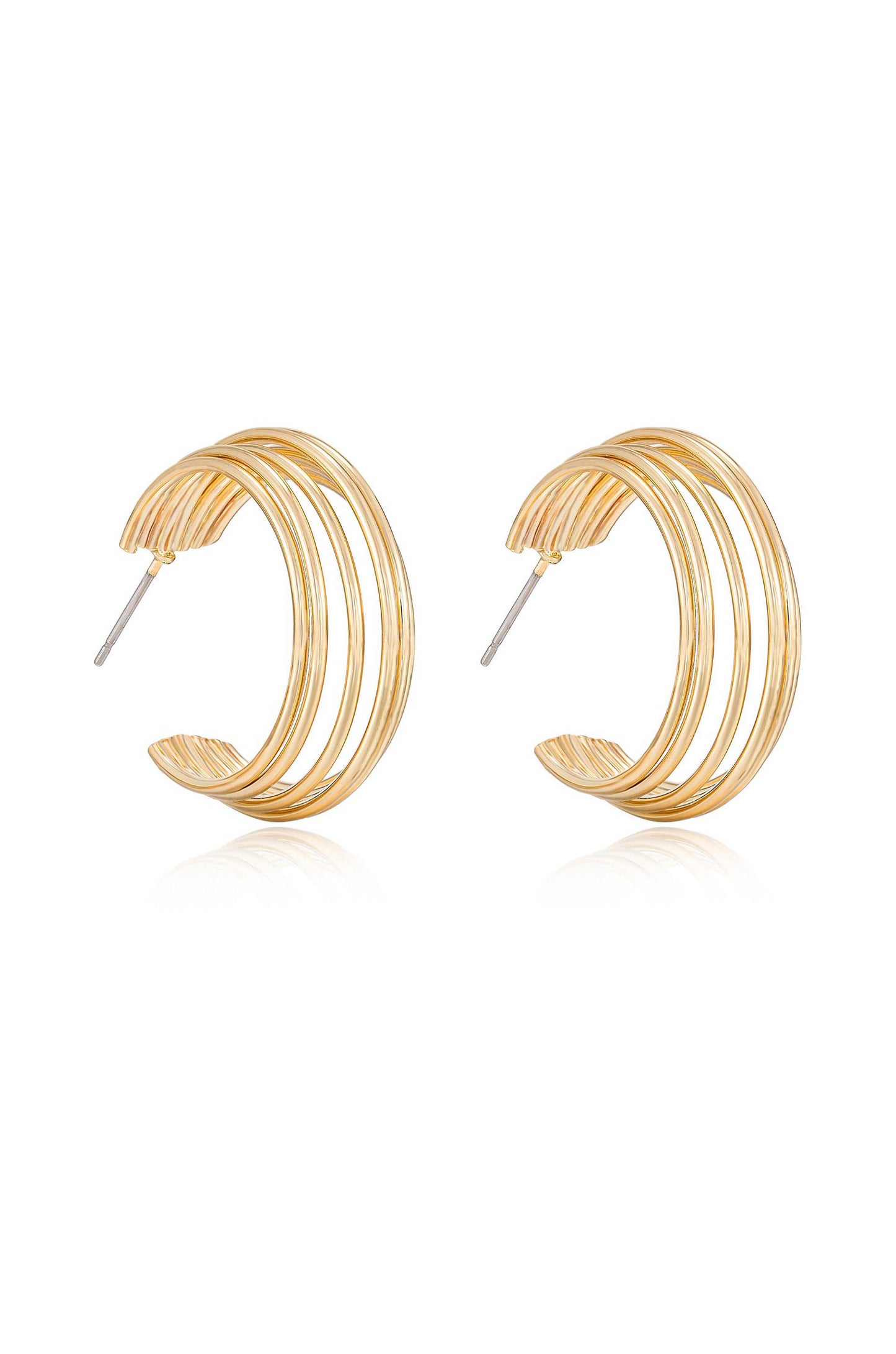Multi-Wire 18kt Gold Plated Hoop Earrings side
