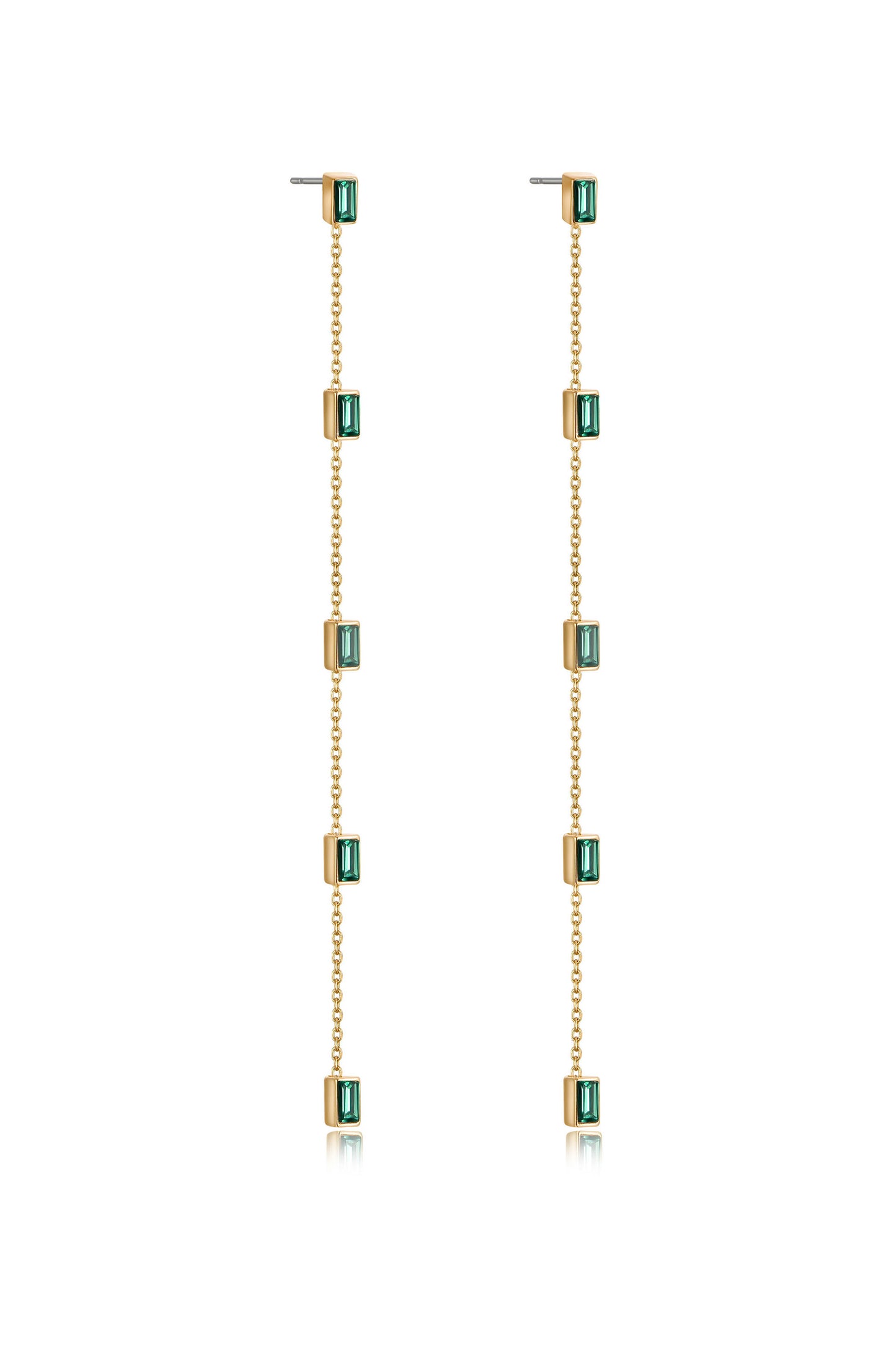 Dainty Statement Crystal Dangle Earrings in green side