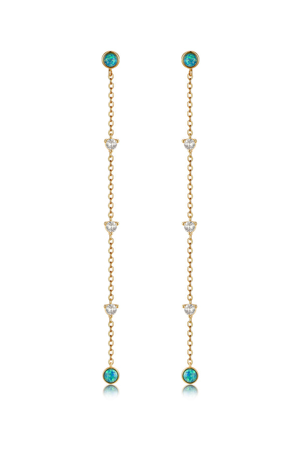Green Kyocera Opal Drop Earrings
