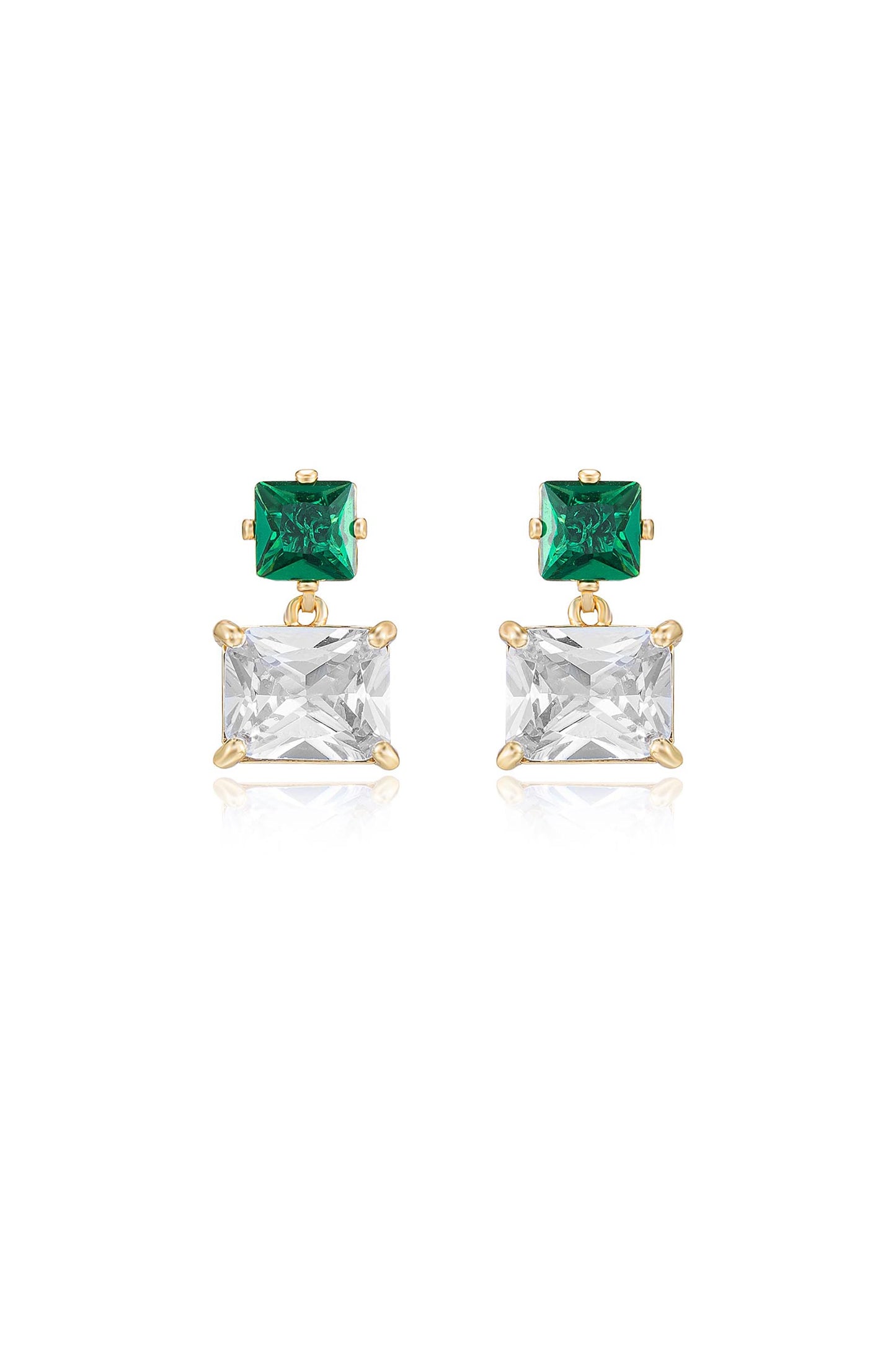 Green Velveteen 18k Gold Plated Drop Earrings